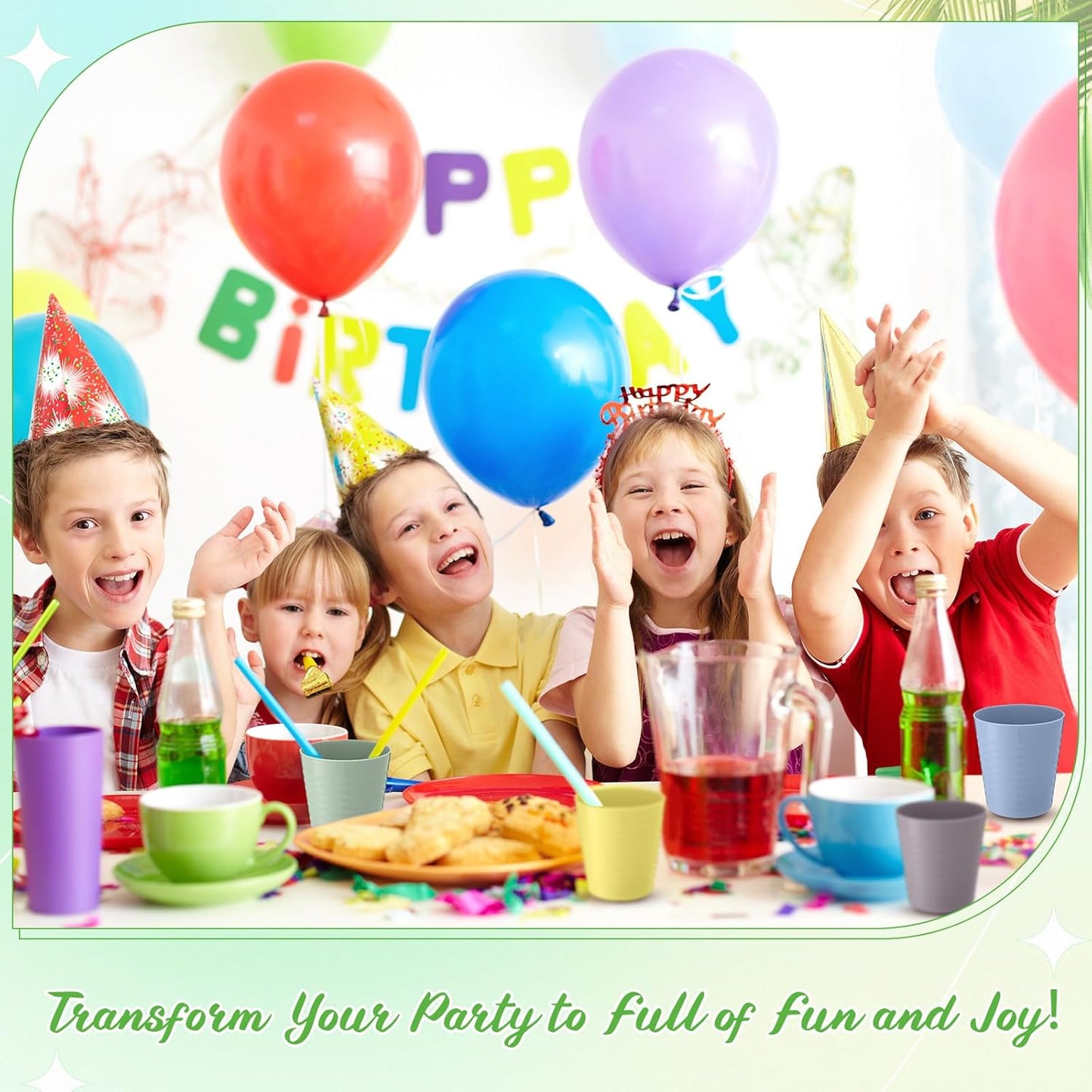 Eccliy 36pcs Kids Cups 8 oz Unbreakable Plastic Stackable Juice Reusable Tumblers Bulk Plastic Drinking Cups for Toddlers Baby Kids, Dishwasher Safe, 6 Colors(Pink color)