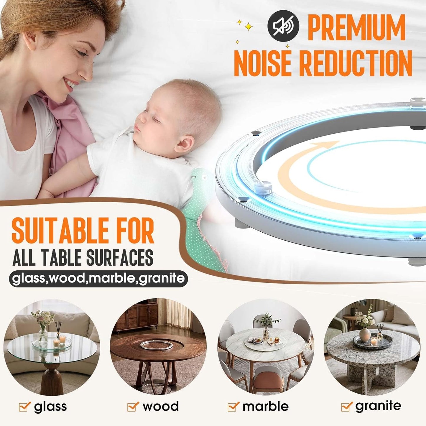 Pisman Aluminium Alloy Turntable Bearing, Heavy Duty Lazy Susan Rotating Bearing Turntable,Smooth Swivel Plate Hardware for Round Dining Table,DIY. Silent Rotating Base Only(12inch)