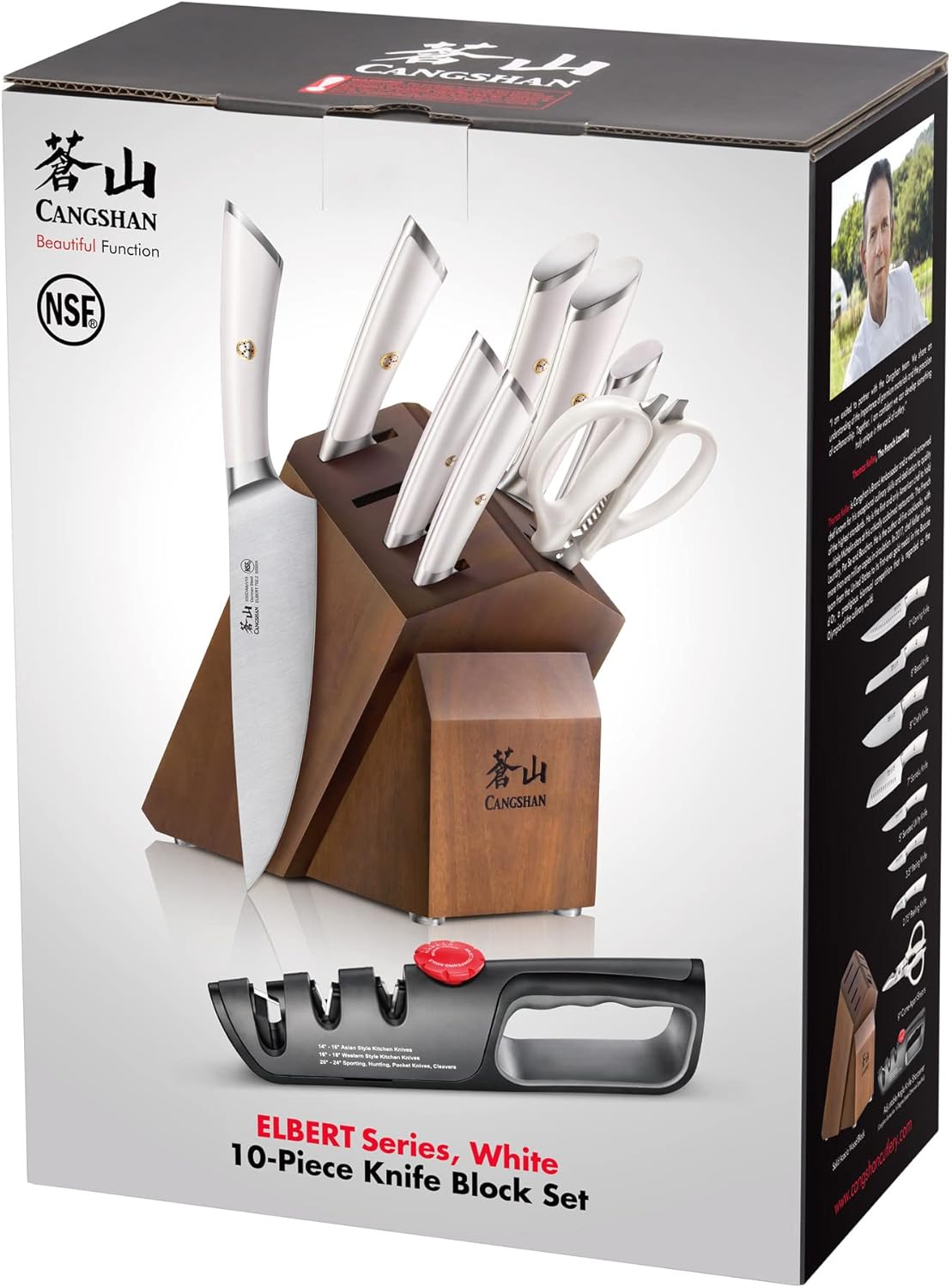 Cangshan ELBERT Series German Steel Forged Knife Block Sets (10-Piece, White)