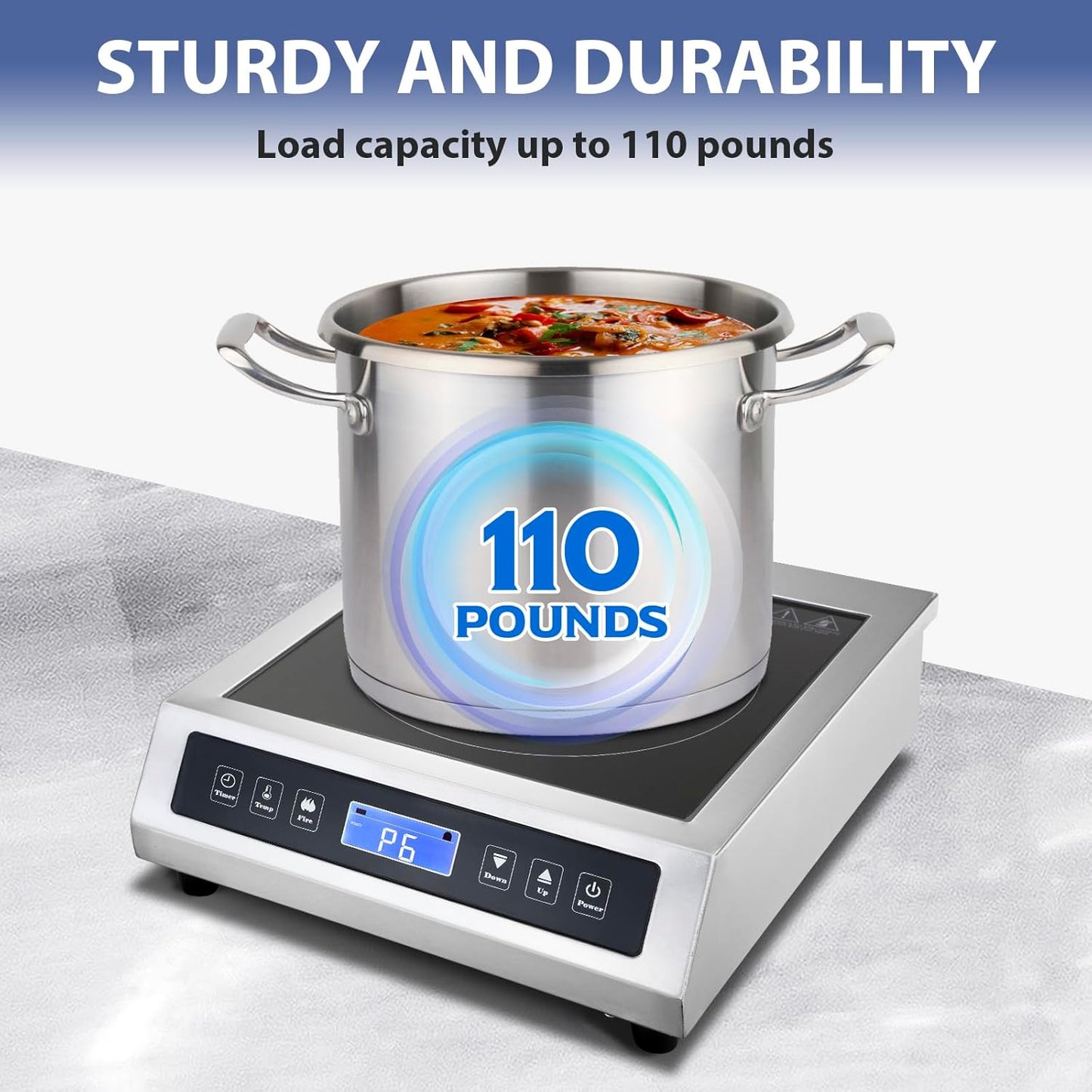 Commercial Induction Cooktop, Portable Electric Countertop Burner with Sensor Touch and LCD Screen(3500W/220V),Commercial Grade Induction cooker for Hotel Restaurant School
