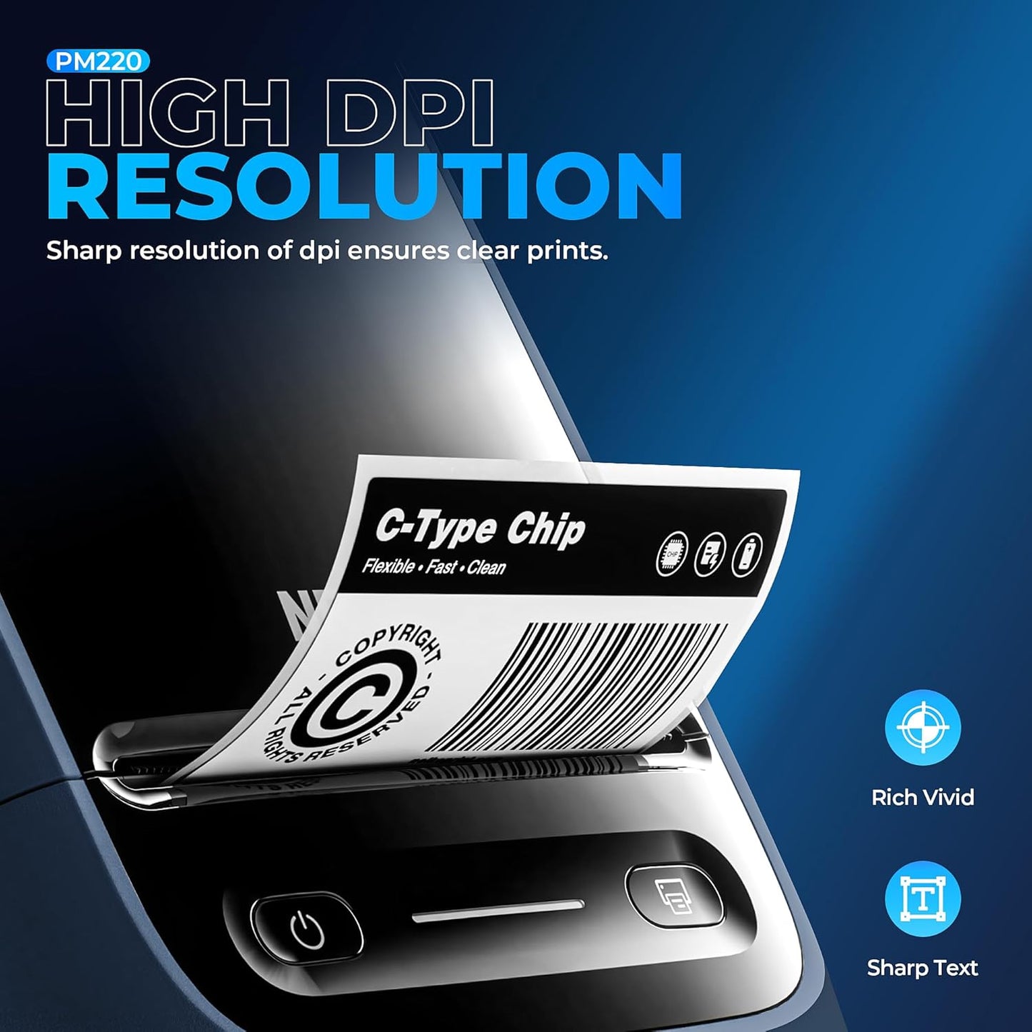 Nelko Label Maker Machine with Tape, PM220 Bluetooth Label Printer, 2 Inch Portable Thermal Printer for Small Business, Address, Logo, Clothing, Sticker Maker for Phones & PC, Blue