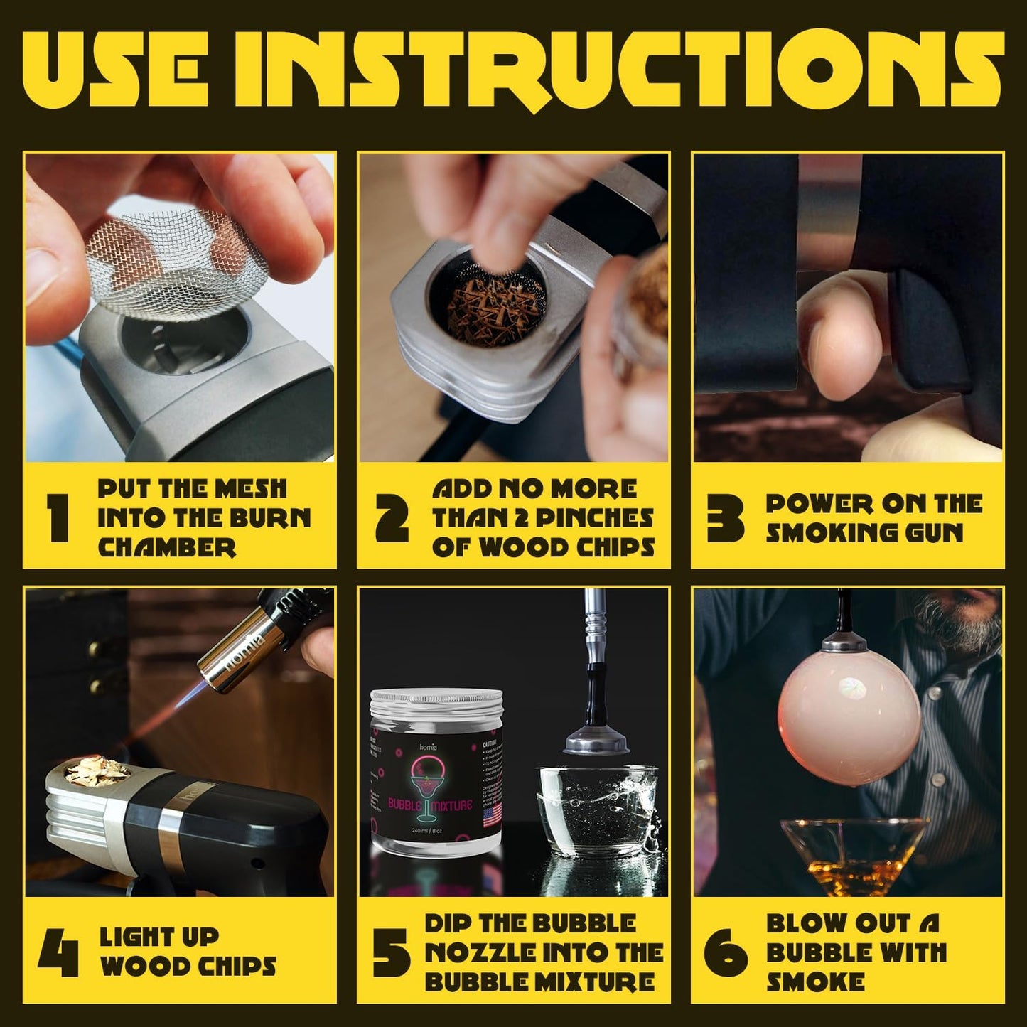 Smoking Gun Edible NON-toxic Bubble Mixture for Cocktail - (2 x 8oz), Wood Smoke Infuser and Smoker Machine Accessory - Cold Smoke for Drinks - Pack of 2 - made in USA