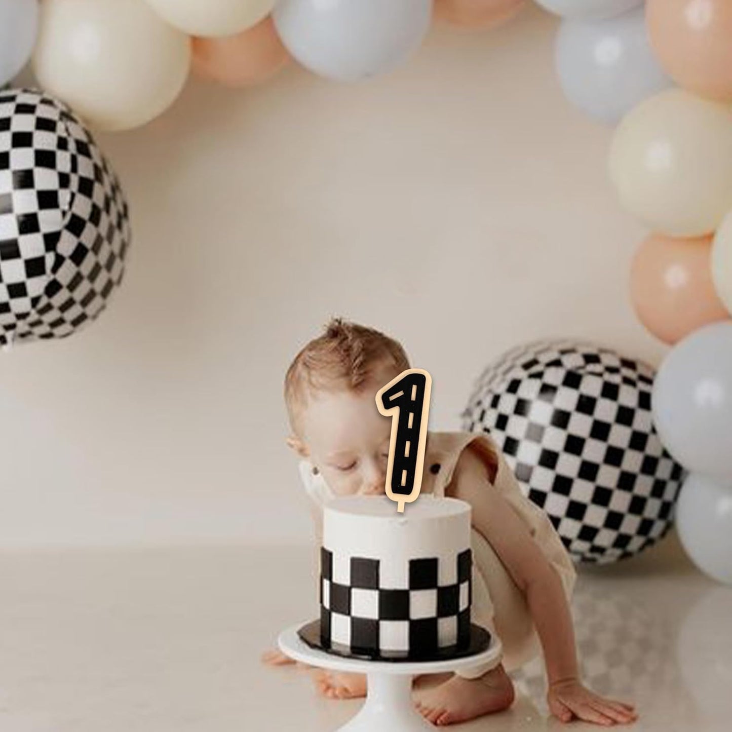 Race Car Cake Topper - Racing Theme Wooden Cake Topper, Fast One Birthday Decoration for First Birthday Party, Anniversary, Smash Cake, Baby Photo Booth Props...