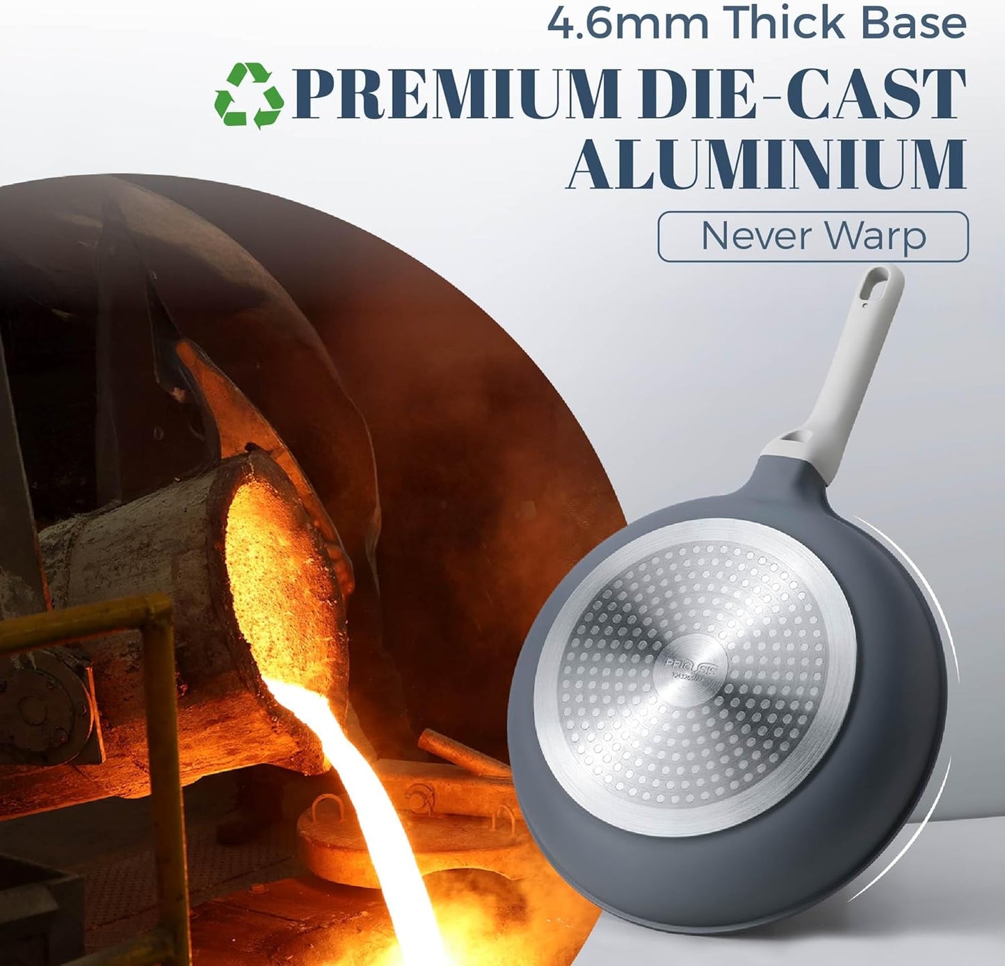 Ceramic Nonstick Deep Saute Pan with Lid, 12 Inch/4.8 QT Non Toxic Pans with Double Pour Spout, Helper Handle and Lid, Metal Utennsil Safe, Dishwasher Safe, (Gray)