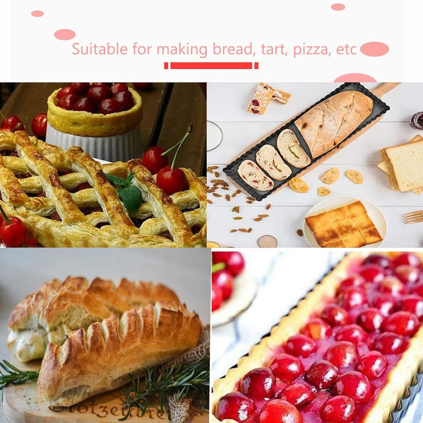 RINCH-PAN Rectangular Tart Pan, 2 PCS 14 Inch Long Pan Non-Stick Tart Pan With Removable Loose Bottom, Suitable For Pies, Biscuits, Cheesecakes, Desserts And Bread.