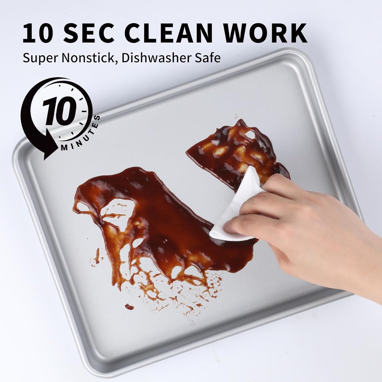 3-Piece Nonstick Baking Pans Set of 3 - Nonstick Rectangle Sheet Cake Pans, 13/11/9 Inch Metal Oven Tray for Cooking Jellyroll, Stackable Bakeware Set