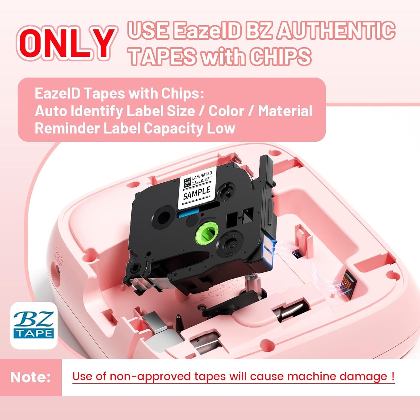Pink Label Maker Machine with-Tape, Kids Label Maker Waterproof-Labels, D210S Portable Labeler Machine Multiple Fonts Frames Barcode for Home Kitchen Office School Use