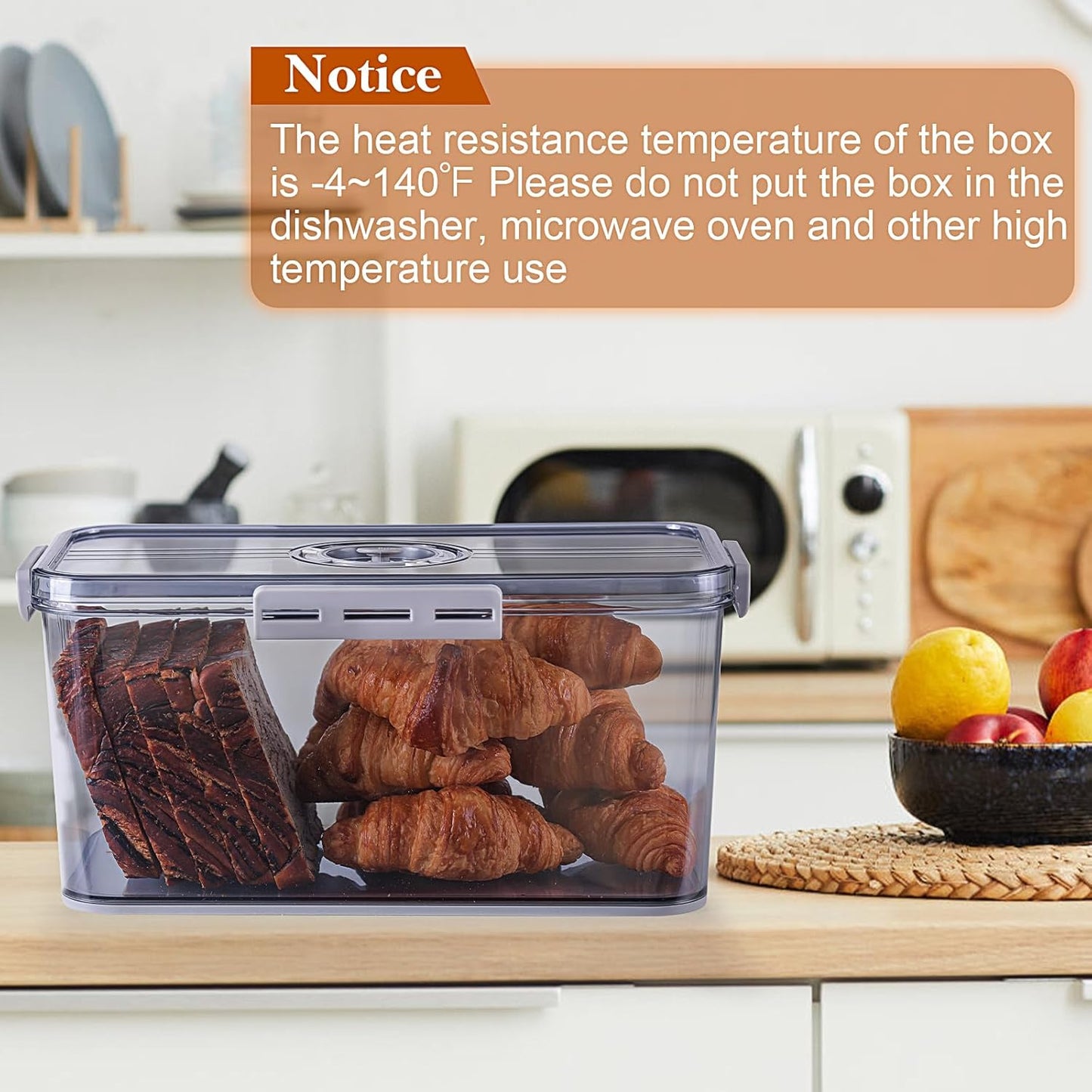 Bread Box for Homemade Bread Boxes for Kitchen Counter Airtight, Time Recording Bread Storage Container with Lid, Bread Containers Storage Airtight Loaf Bread Keeper, Large