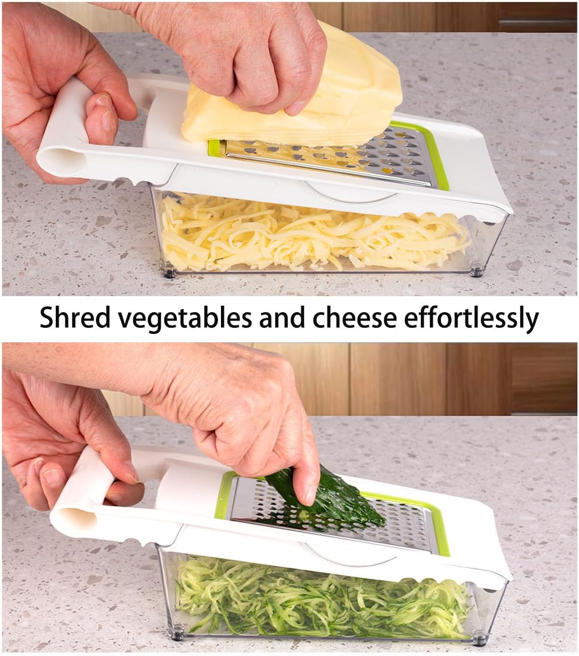 Cheese Grater with Container,5 In 1 Mandoline Slicer for Kitchen,Multi Purpose Vegetable Slicer, Easy to Clean Vegetable Chopper,Cheese Shredder,Julienne Slicer and Peeler