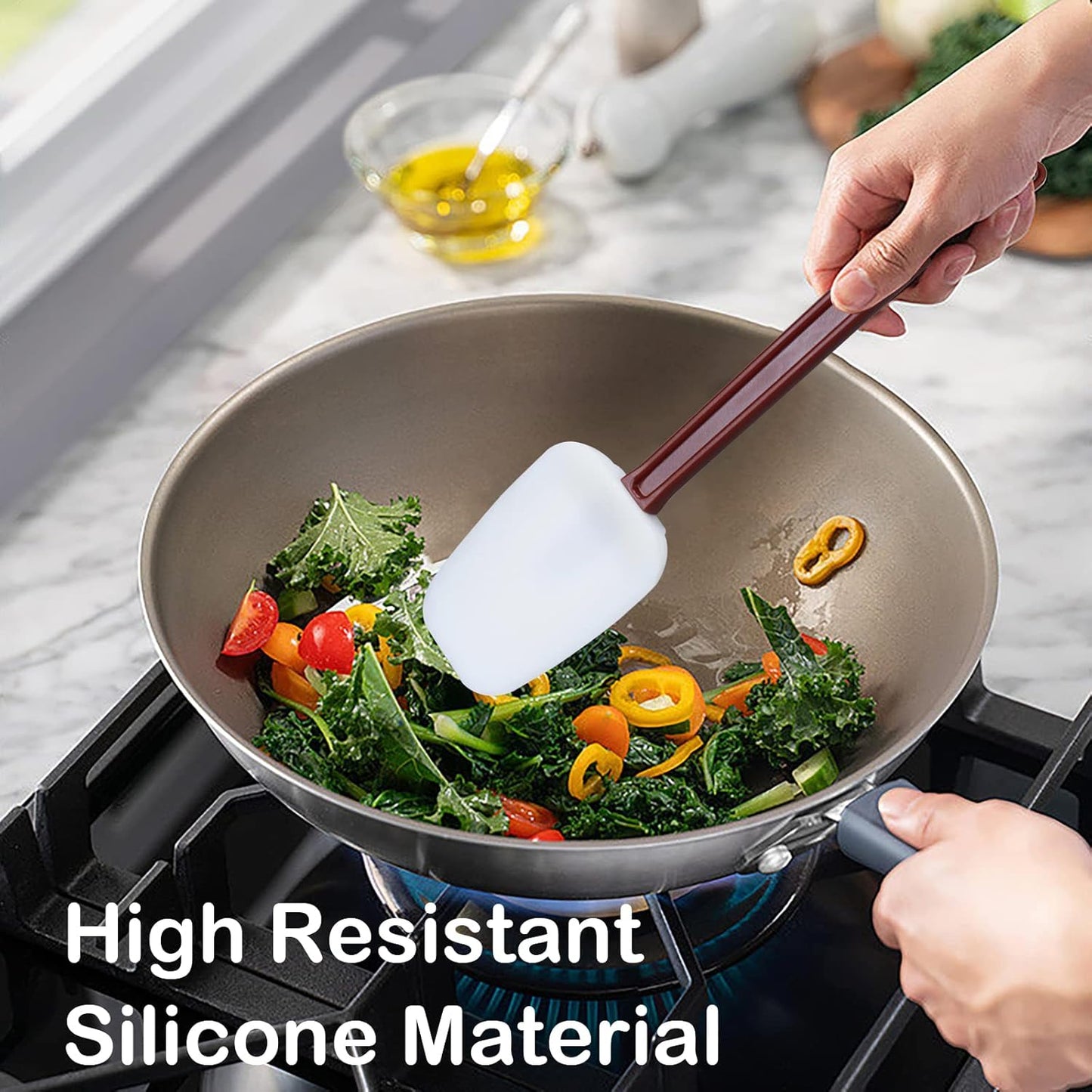 Silicone Spatulas Heat Resistant.Commercial Spatula for Cooking.Heavy Duty Rubber Spatulas.Silicone Spatula Set of 2 (9.5inch)