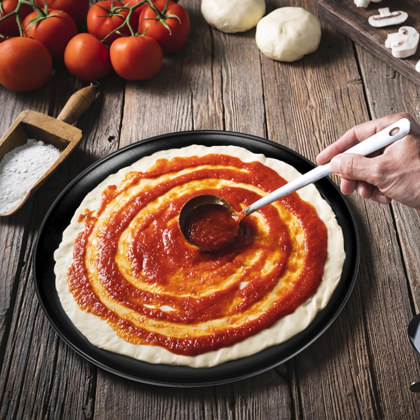 E-far 13.5 Inch Pizza Pan Set of 2, Nonstick Pizza Pie Pan Tray Platter, Metal Round Baking Sheet Cooking Pan for Oven, Durable & Stainless Steel Core