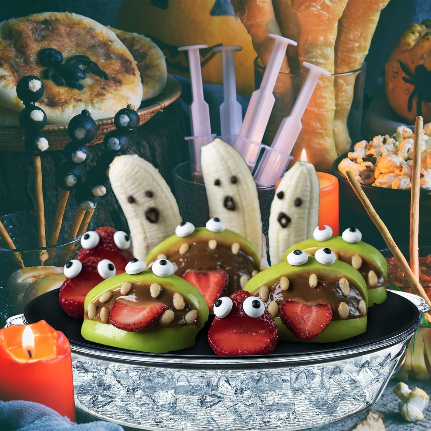 Baderke 1 Set 11.8" Chilled Serving Tray for Parties with Compartments Ice Chilled Party Platter Charcuterie Serving Board Cold Dish Dip for Fruit Seafood Vegetable Shrimp Cocktail (Black)