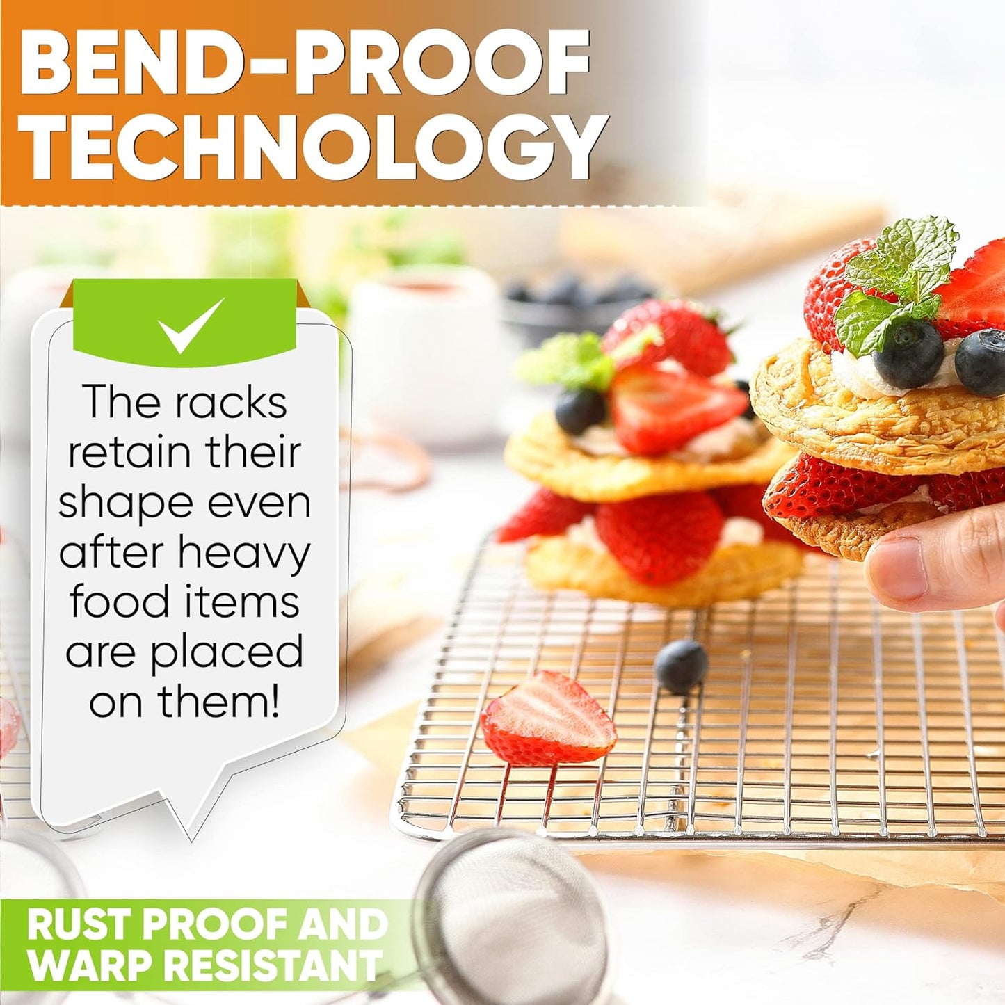 Spring Chef 10" x 15" Stainless Steel Cooling Racks for Baking - Oven Safe - Cookie Racks for Cooling Cookies - Fits Jelly Roll Pan - Perfect for Grilling, Roasting, Cooking, Drying - Set of 2