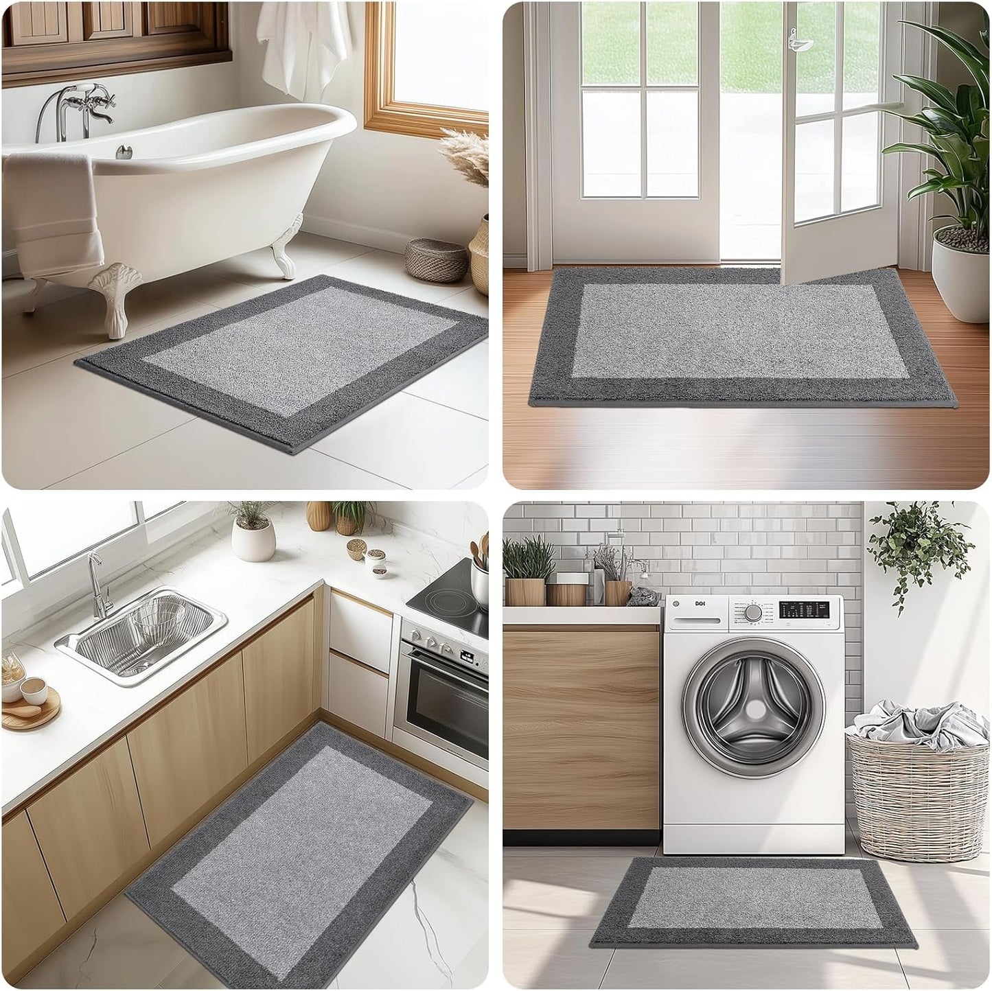 Machine Washable Kitchen Rug 32" x 72", Non Slip Indoor Door Rug, Absorbent Entrance Runner Rug for Bedroom, Hallway, Bathroom, Floor (Roll Packing)