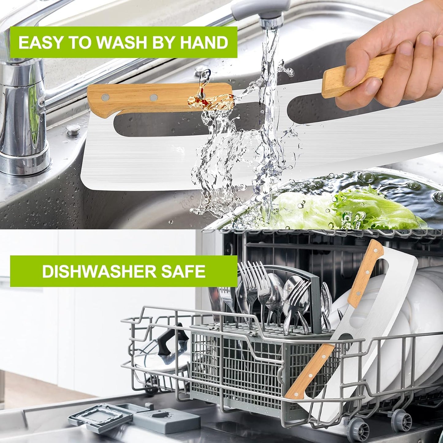 Pizza Cutter Rocker with Wooden Handles & Protective Cover by Zocy, 14" Sharp Stainless Steel Pizza Slicer Wheel, Big Pizza Knife Cutters for Kitchen Tool (14inch)