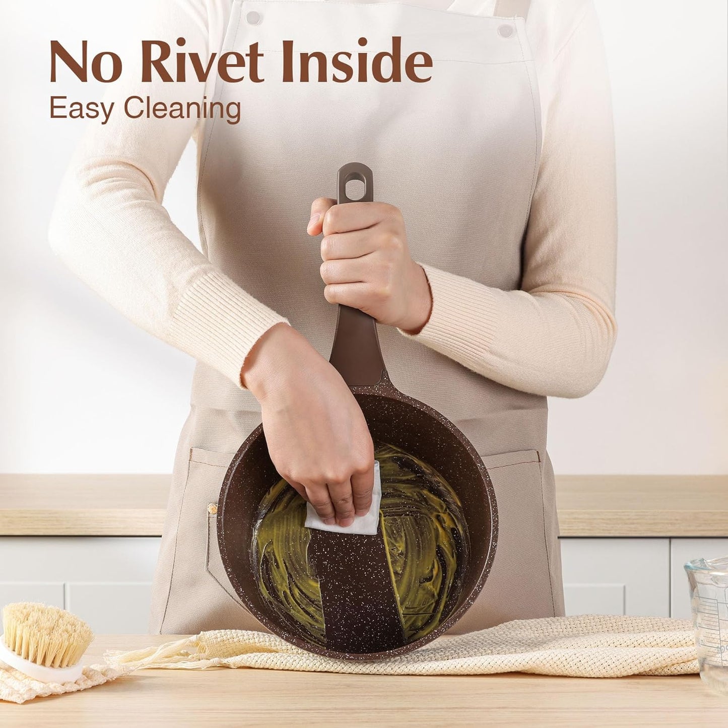 SENSARTE Saucepan Nonstick with Lid 2.0 Quarts Granite Coating Sauce Pot Small Kitchen Cooking Pot, Induction Comptable, Free of Intentionally Added PFOA