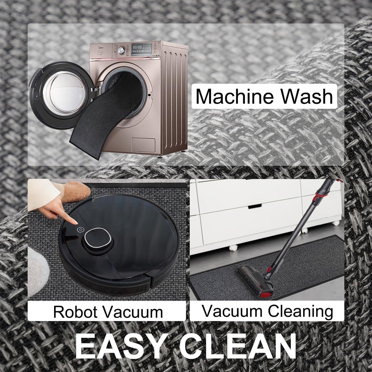 Kitchen Mat 1 PCS, Cushioned Non Slip Rugs for Kitchen Floor, Absorbent Runner Comfort Standing Mats Washable for Kitchen, Office, Home (Black, 17.3"x60")