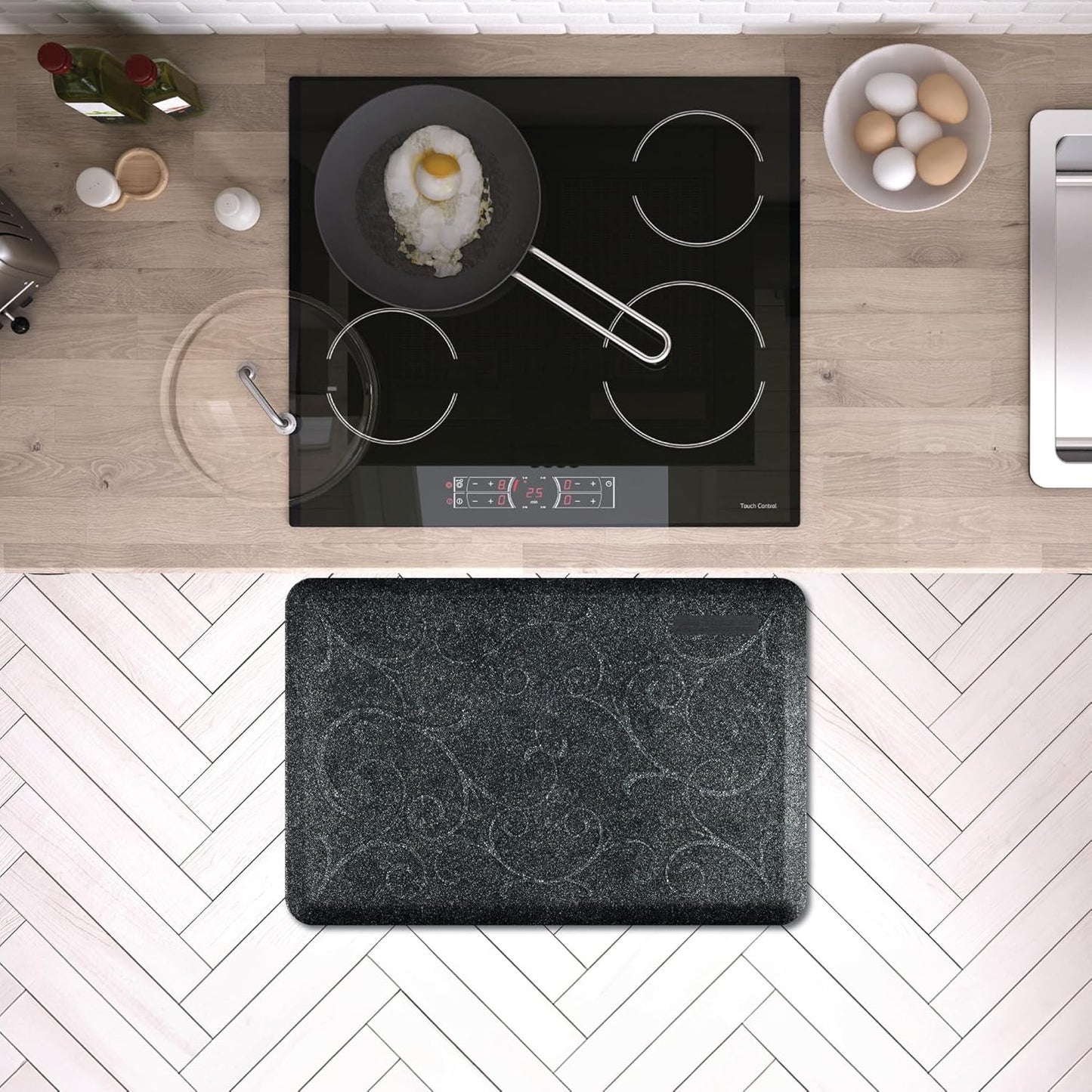 WellnessMats Bella Collection Anti-Fatigue Floor Mat, Polyurethane – Ergonomic Support Pad for Home, Kitchen, Garage, Office Standing Desk – Water Resistant - Made in USA