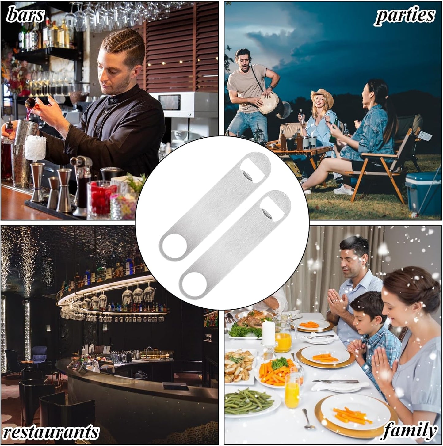 QTLCOHD 20 Pack 7 Inch Flat Bottle Opener, Stainless Steel Bottle Openers Bulk Silver Beer Bottle Opener Bartender for Kitchen Bar or Restaurant