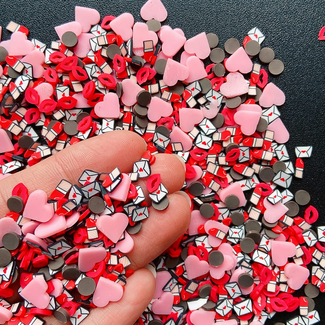 EHOPE Fake Sprinkles Clay Sprinkles Polymer Clay Slices for Nail Art DIY Crafts Cake Phone Case (40G-Letter+Lips-45)