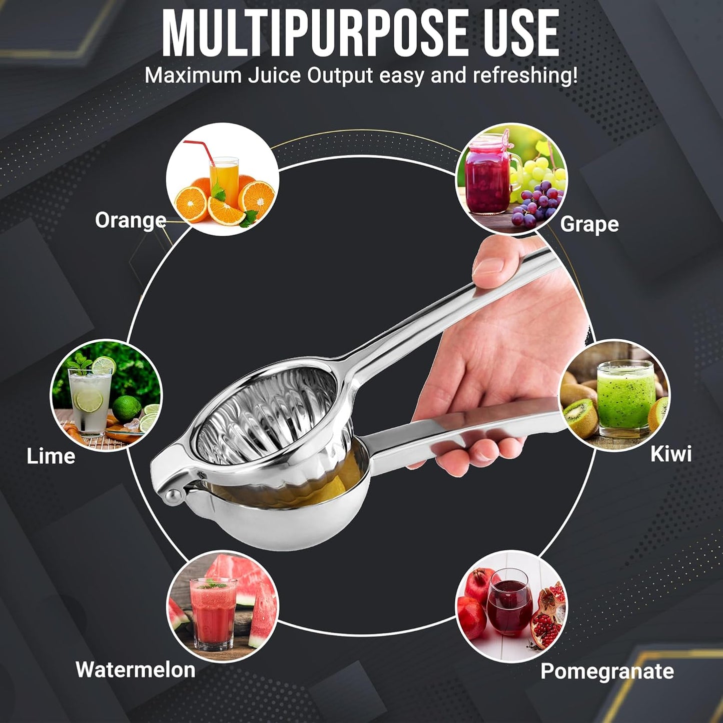 Handheld Lemon Squeezer Stainless Steel β Heavy Duty Manual Citrus Juicer for Lemon, Lime & Small Oranges β Rustproof Lemon Lime Squeezer Stainless Steel with Polished Finish & Ergonomic Grip