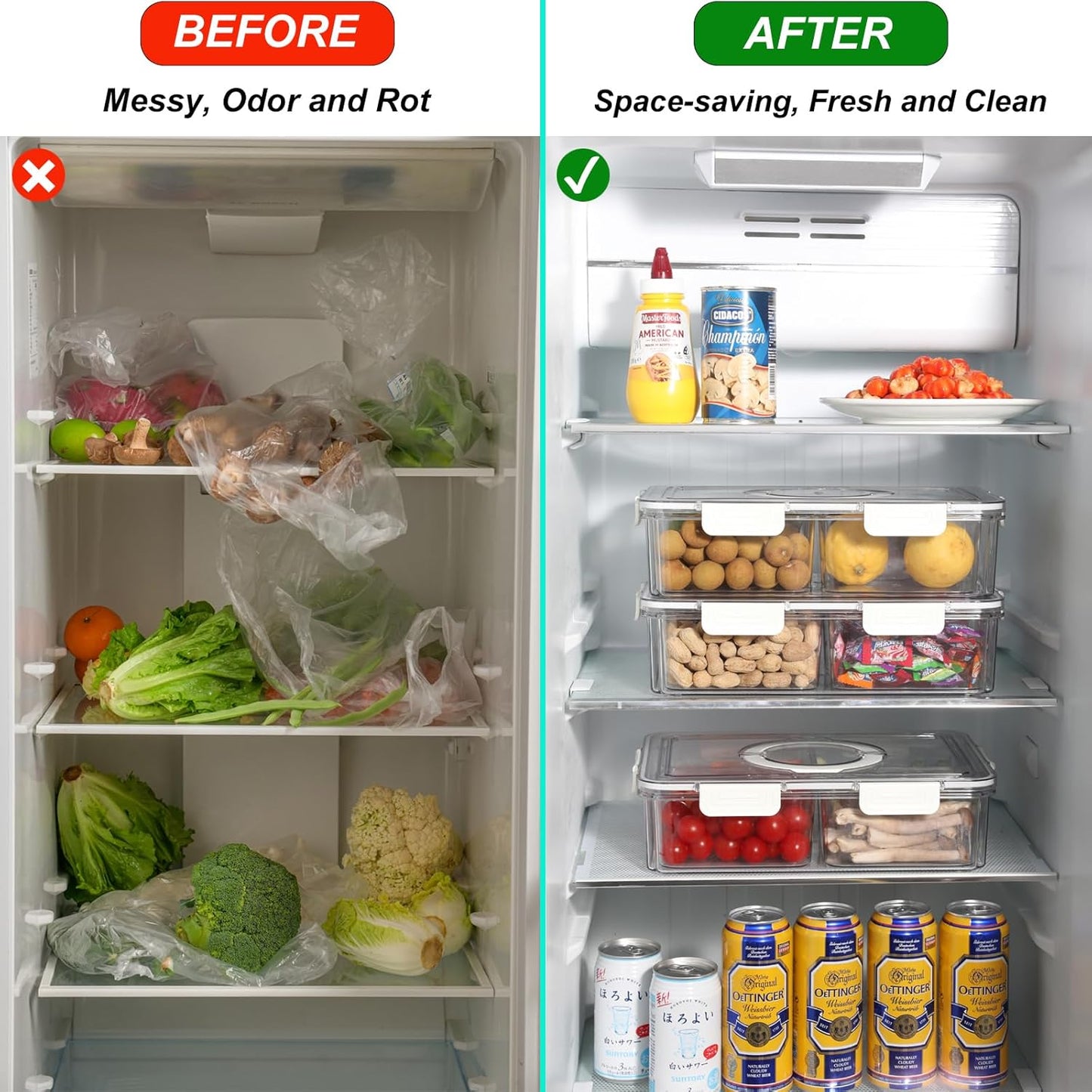 Taiuloo Divided Serving Tray with Lid & Handle, Airtight 4 Compartment Snackle Box Charcuterie Container, Fridge Organizer Bins, Food Storage Container Veggie Tray for Snack, Fruit, Candy, Nuts