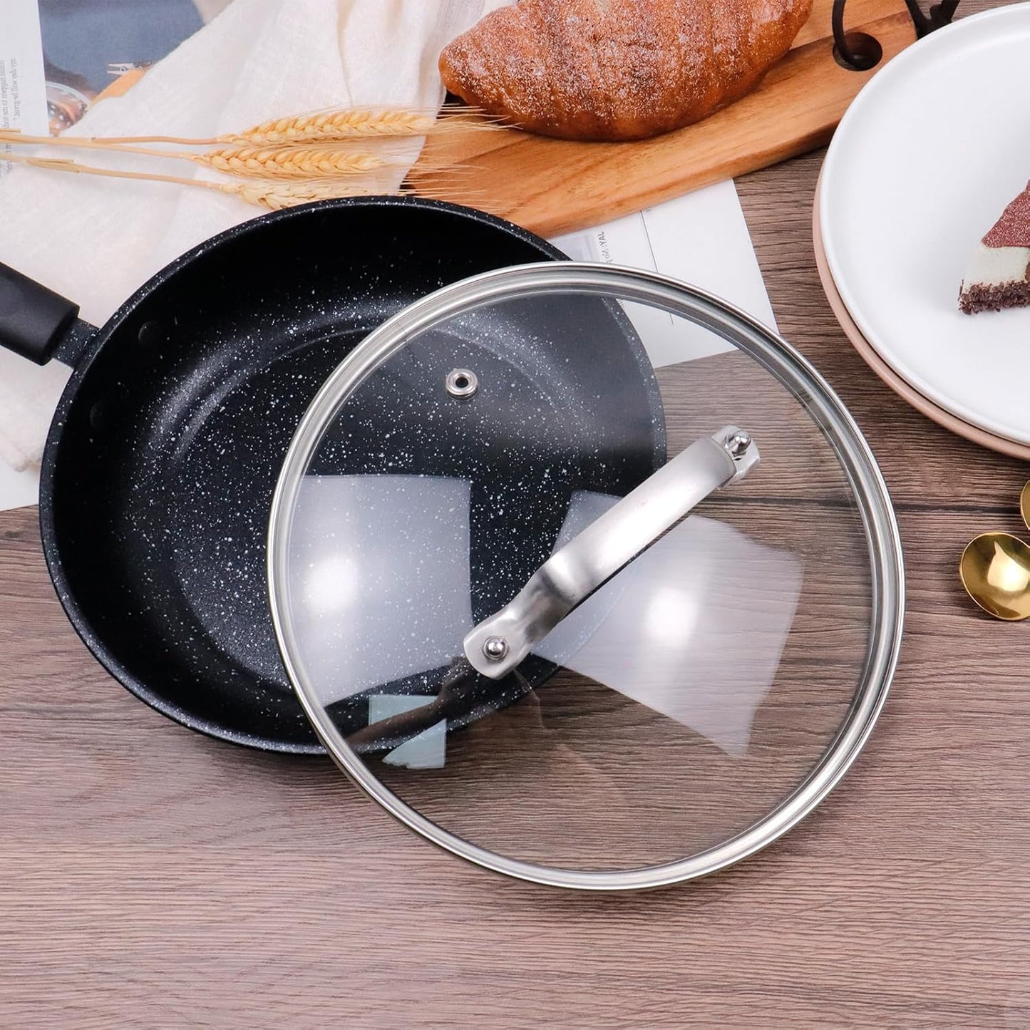 Antrader Tempered Glass Lid,8" Glass Covers for Pots,Pans and Skillets,1Set,Clear