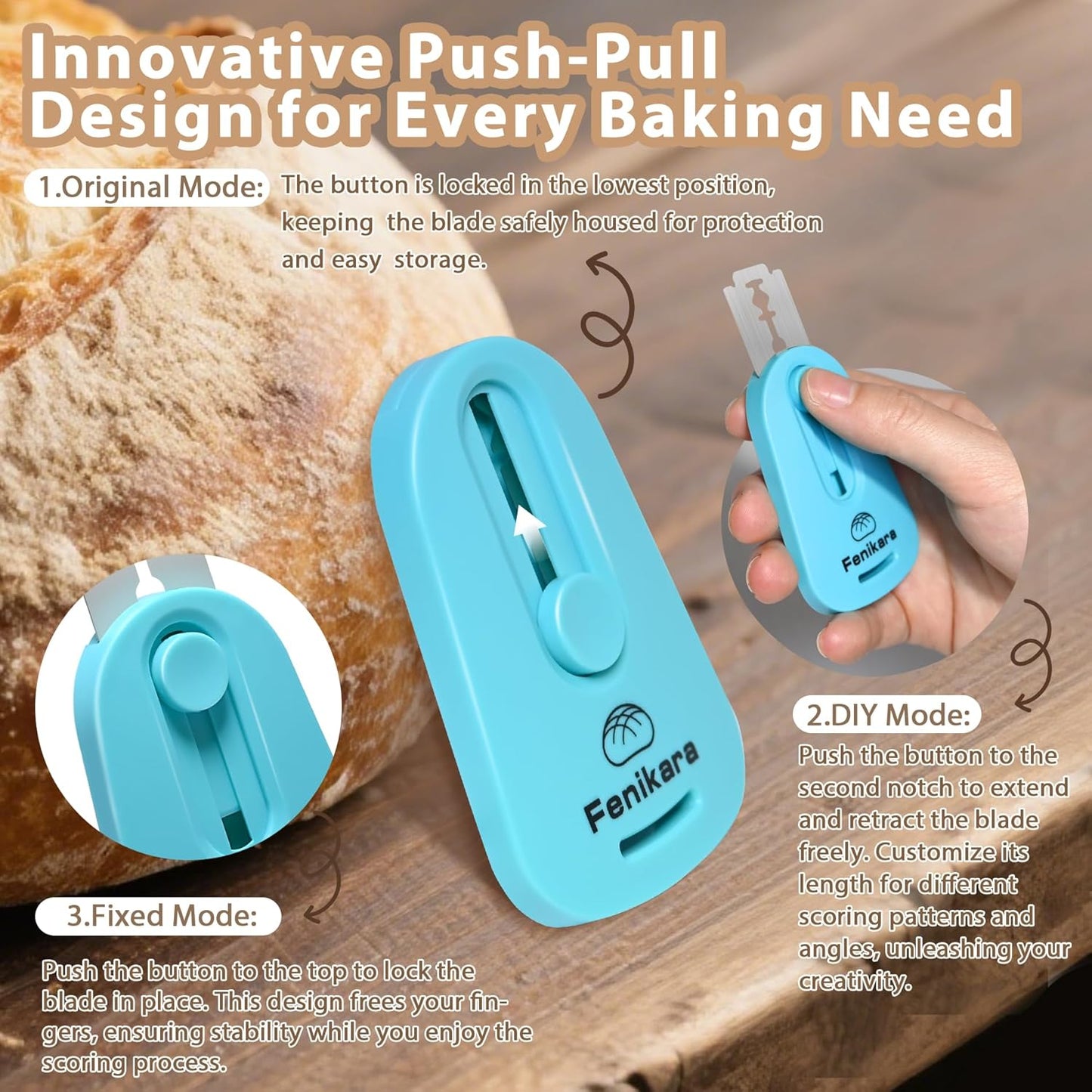 Professional Bread Lame,Upgraded Extractable & Magnetic Bread Lame Dough Scoring Tool,Premium Sourdough scoring tool for Sourdough Bread baking & Bread Making Tools,Includes 10 Razor Blades (Blue)