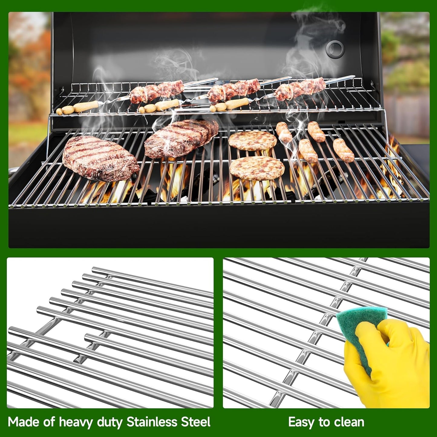 15 Inch Grill Cooking Grates Replacement, Stainless Steel Grill Grates for Select Gas Grill Models by Broil King, Broil-Mate, Huntington and Sterling Gas Grill