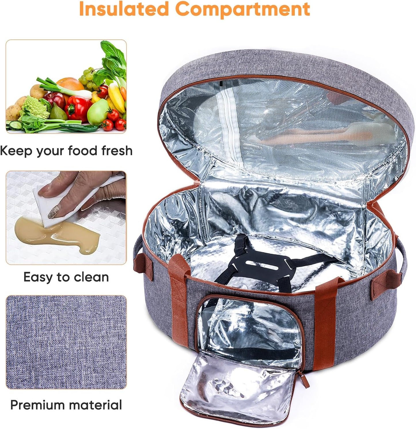 Insulated Slow Cooker Carrying Bag for 6-8 Quart CrockPot and Hamilton Beach Slow Cooker with See-thought Window, Portable Carrier Case with Adjustable Band and Accessory Pocket