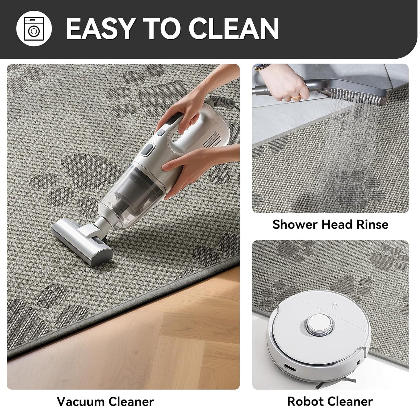 Kitchen Mats for Floor, Super Absorbent Kitchen Rugs Non Slip Washable, Rubber Backing Soft Woven Linen Embroidery Runner Rug, Standing Mat Kitchen Sink Mat, Easy to Clean, Gray 17x30