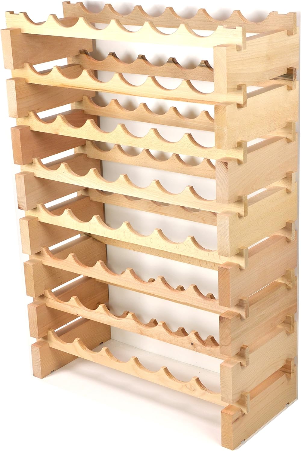 sfDisplay.com,LLC. Modular Wine Rack Beechwood 24-72 Bottle Capacity 6 Bottles Across up to 12 Rows Newest Improved Model (48 Bottles - 8 Rows)