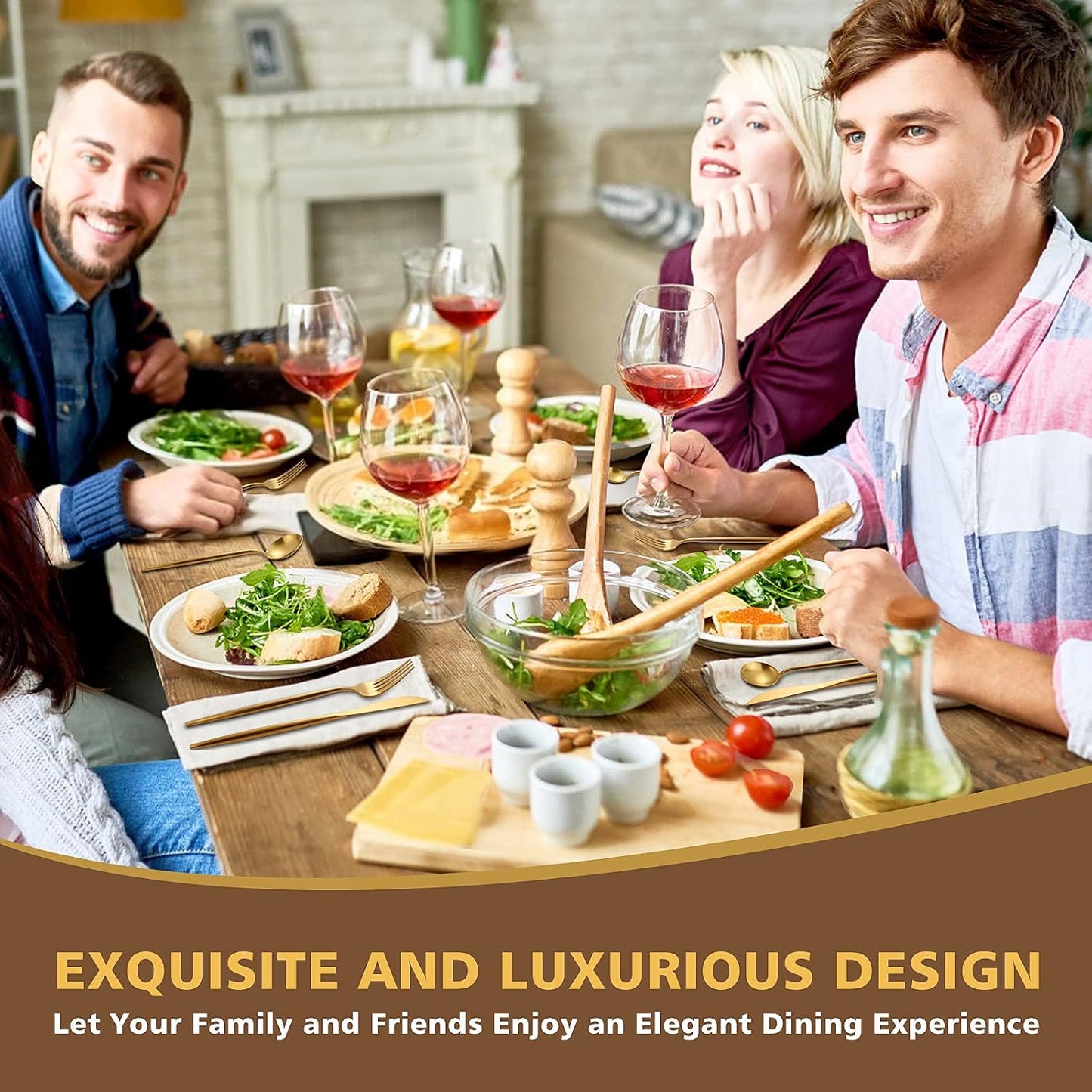 Matte Gold Silverware Set, Oliviola 20-Piece Stainless Steel Flatware Cutlery Set Service for 4, Satin Finish Kitchen Utensil Set, Dishwasher Safe