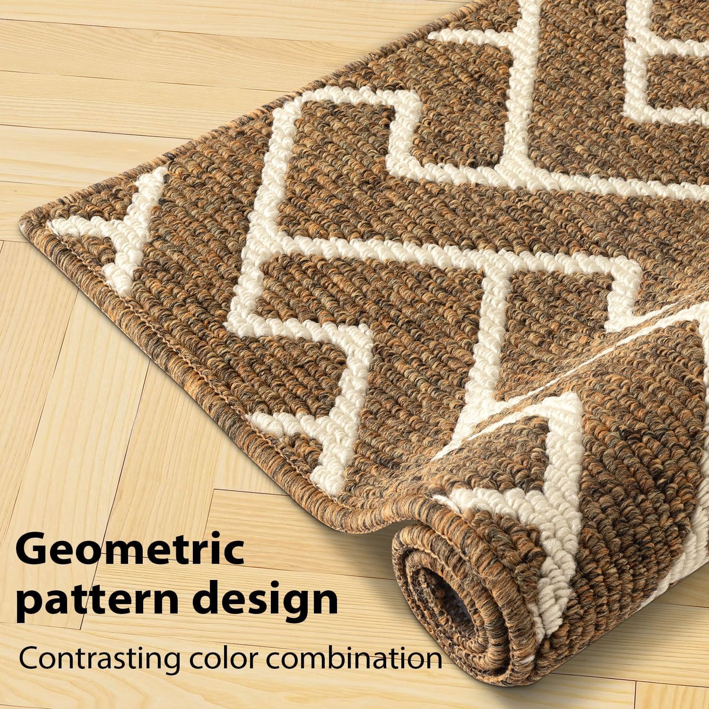 hicorfe Kitchen Rugs and Mats Sets,Non-Slip 2 Pieces Absorbent 100% Polypropylene Rug,Comfort Kitchen Runner Mat,Washable for Kitchen,Sink,Laundry(20" x 31.5" Plus 20" x 48",Brown)