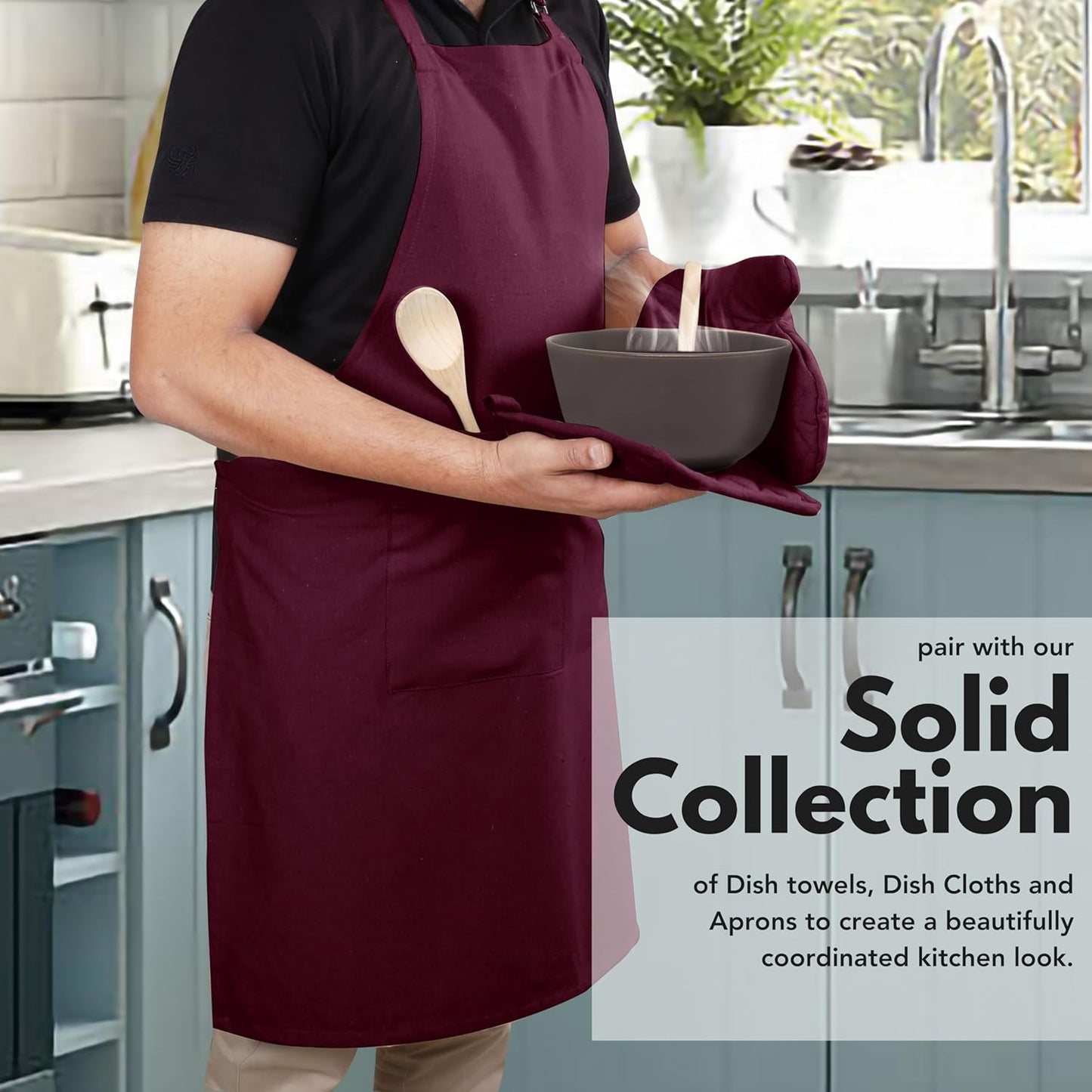 Native Fab 4 Piece Set - 2 Oven Mitts & 2 Potholders, Heat Resistant, 100% Cotton, Quilted Design, Non-Slip Grip, Machine Washable, Ideal for Baking, Cooking, BBQ, Kitchen Protection - Burgundy Wine