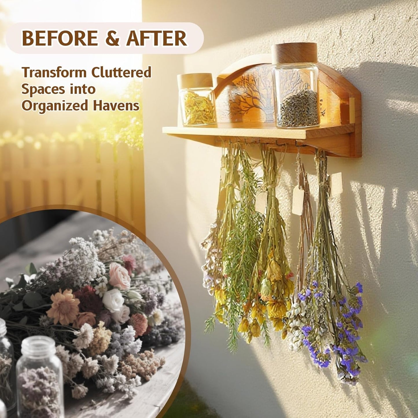 Tree of Life Herb Drying Rack -7 Bouquet Capacity,Space-Saving Hanging Design for Kitchens-Multifunctional Floral Display for Herb Lovers,Gardeners Decorative Plant Hanger for Home Herbalists