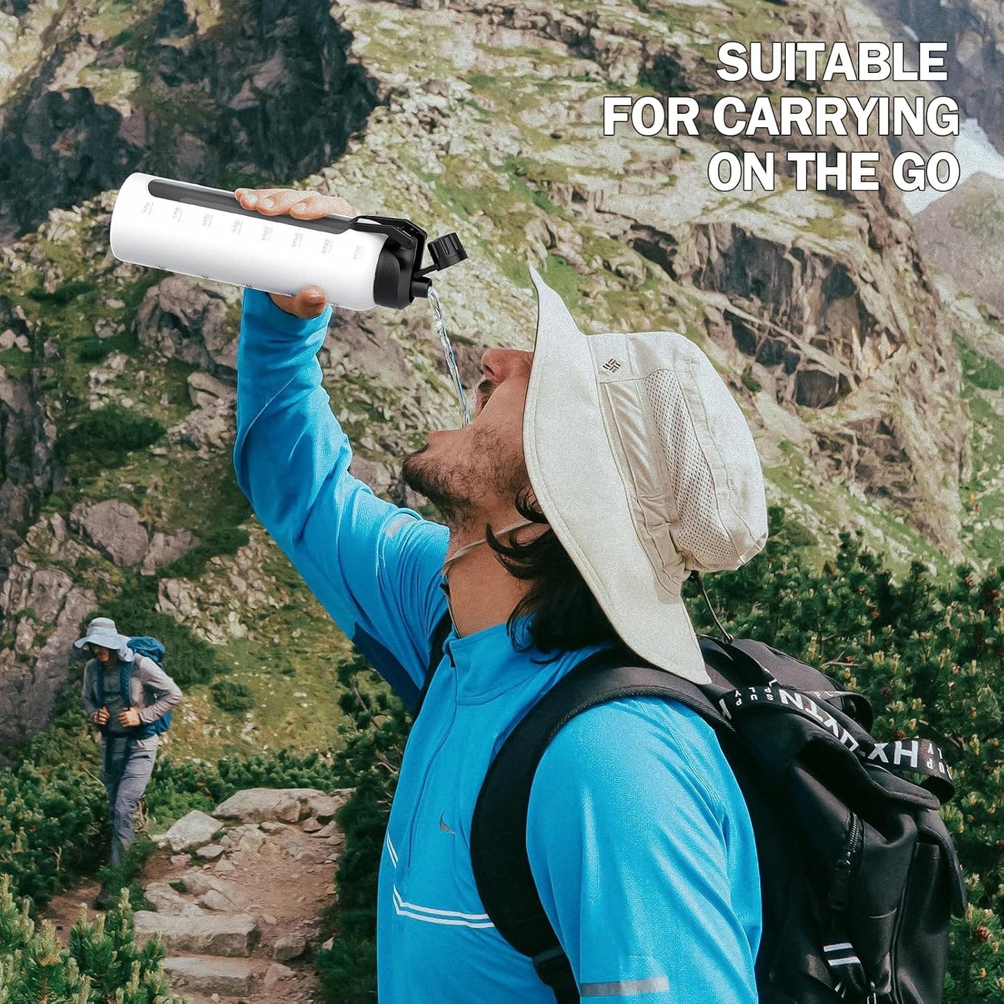 Glass Water Bottle with Straw, 24oz Glass Drinking Bottle with 2 Lids-Bamboo and Spout Lid with Phone Holder Handle for Gym Sports,with Silicone Sleeve and Time Marker,White