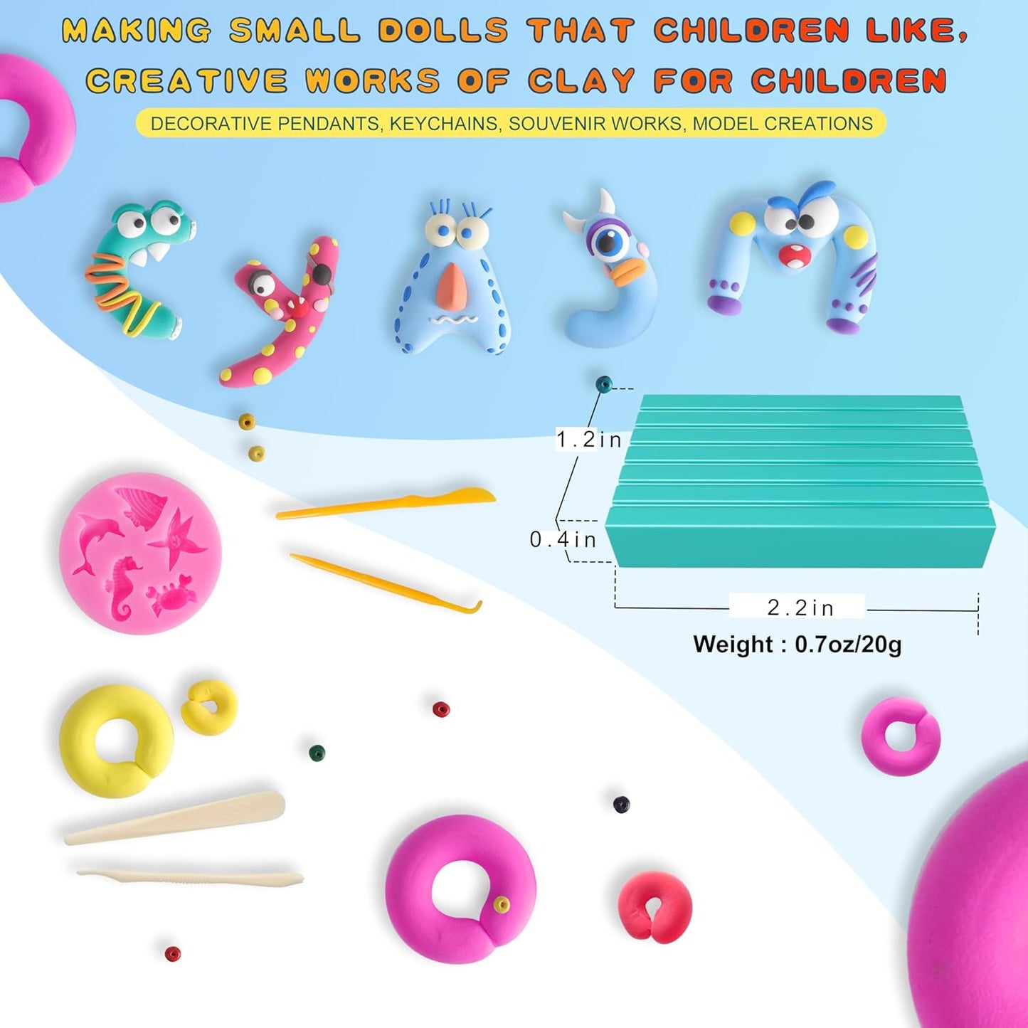 Polymer Clay Kits 50 Colors,Modeling Clay for Kids DIY Mold Oven Bake Clay with Storage Box Sculpting Tools and Accessories,for Kids Adult and Artist Friendly Ideal Gifts