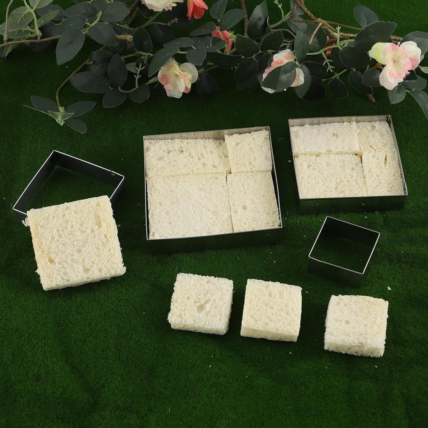 Square cookie cutters ANCKNE Stainless Steel Rectangle Biscuit Molds Square Pastry Molds Fondant Cake Cookie Cutter Set (2 "and 3" and 4 "and 5") 4pcs