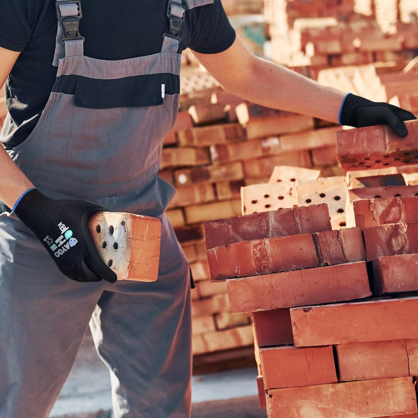 KAYGO Safety Work Gloves MicroFoam Nitrile Coated, 12 Pairs KG18NB,Seamless Knit Nylon Glove with full fingers Touchscreen, Ideal for Automotive,Warehouse,Construction (XL, Black)