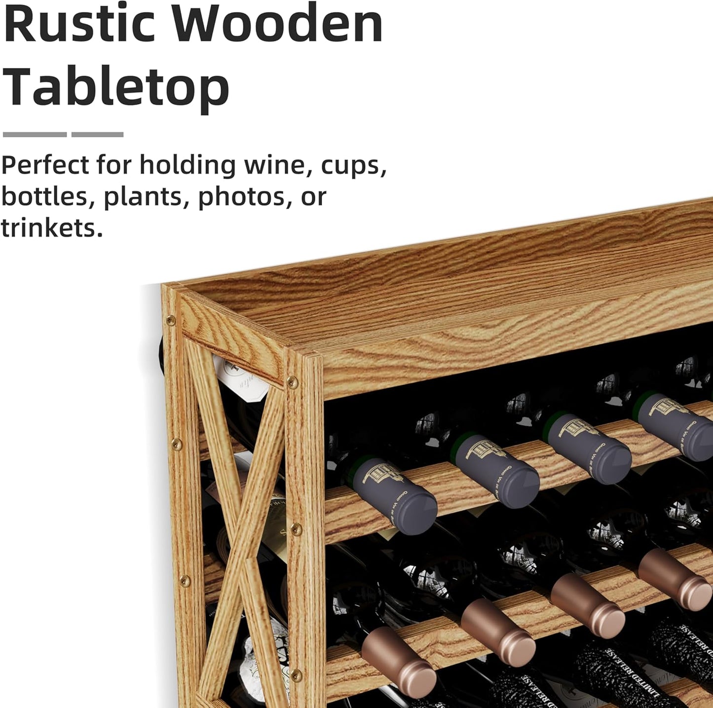 Solid Wood Wine Storage Racks with Tabletop, Free Standing Floor Wooden Wine Rack, Premium Wine Storage Rack Display and Organizing for Kitchen and Cellar 8 Tier 72 Bottles