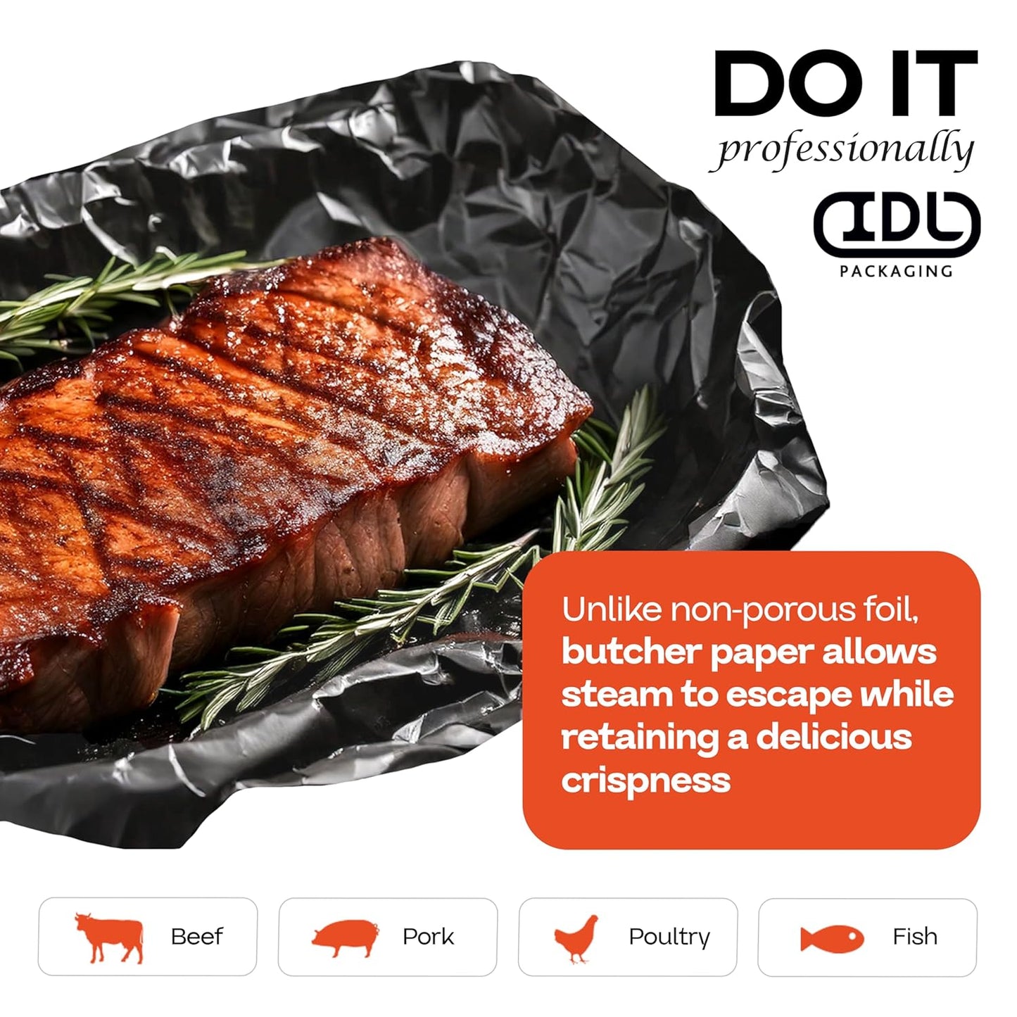 Black Butcher Paper 18" x 12000" (1000 feet) - USA-Made Natural Butcher Paper Roll for Meat and Fish - Uncoated, Unwaxed & Food-Grade Material for Grilling - BBQ Papers for Smoking by IDL Packaging