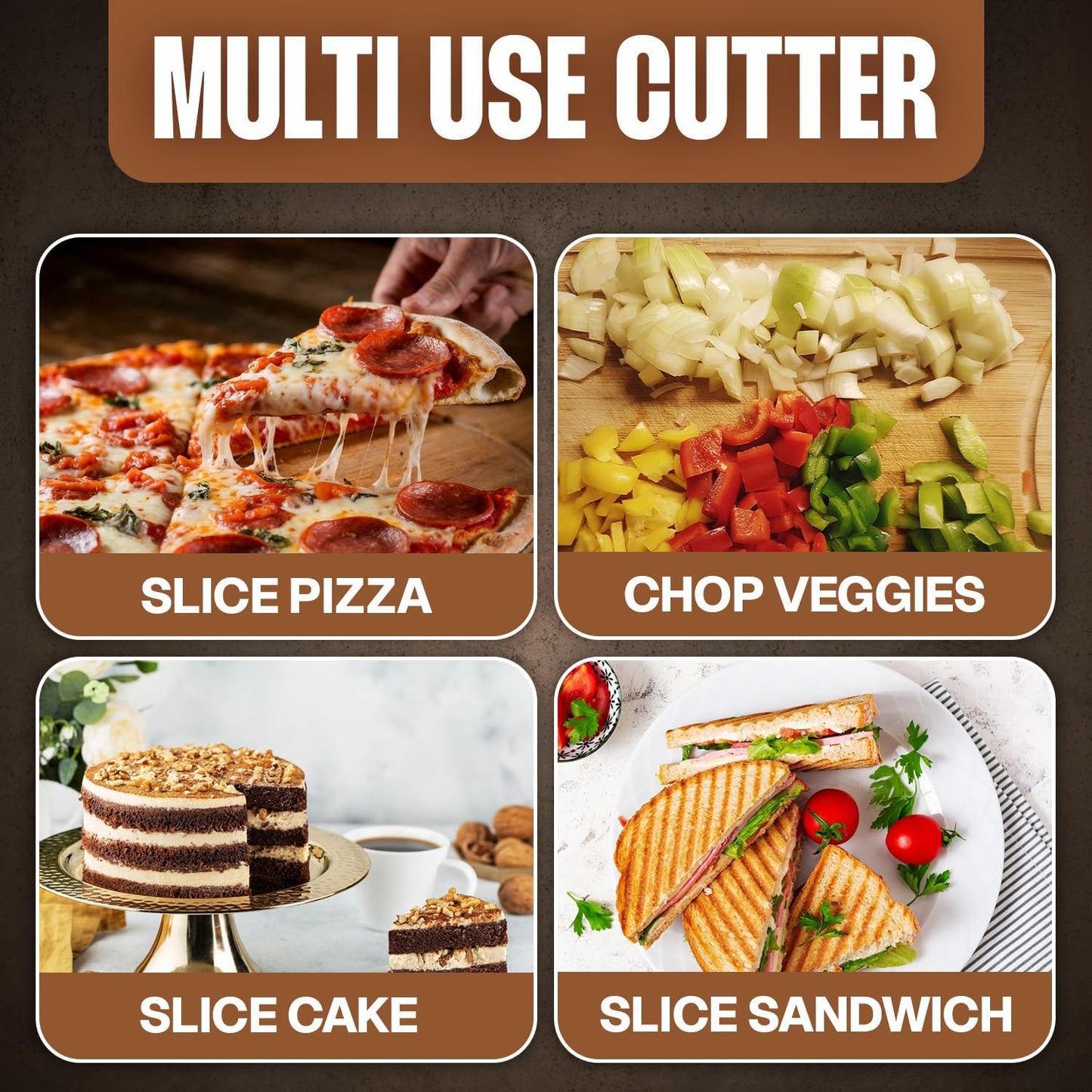 12-Inch Pizza Cutter Rocker Blade – Stainless Steel Mezzaluna Knife with Titanium Coating – Large Professional Pizza Cutter with Protective Cover – Dishwasher Safe