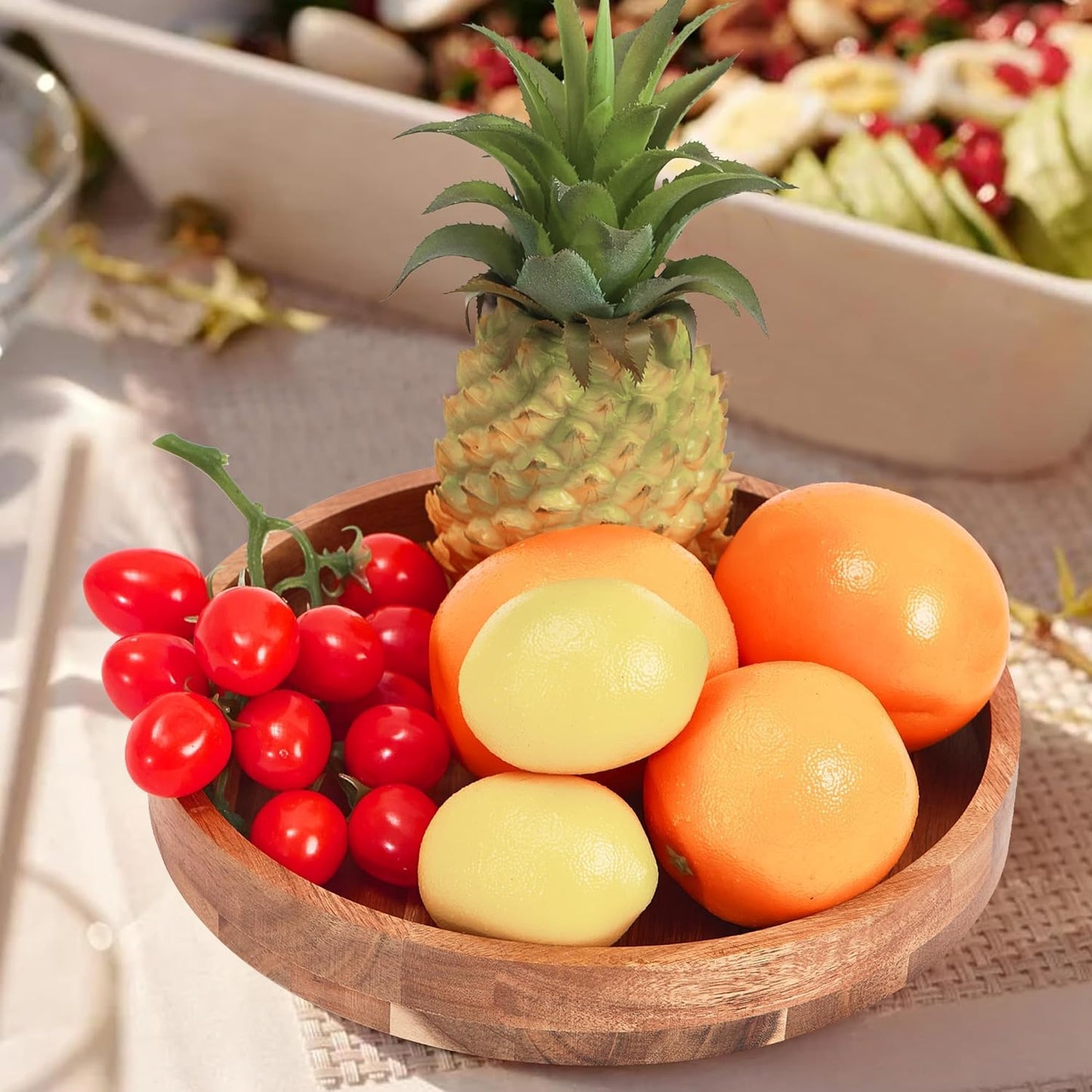 12 Inch Acacia Wood Lazy Susan Organizer for Cabinet, Lazy Susan Turntable for Countertop Table Pantry, Kitchen Turntable Storege Container