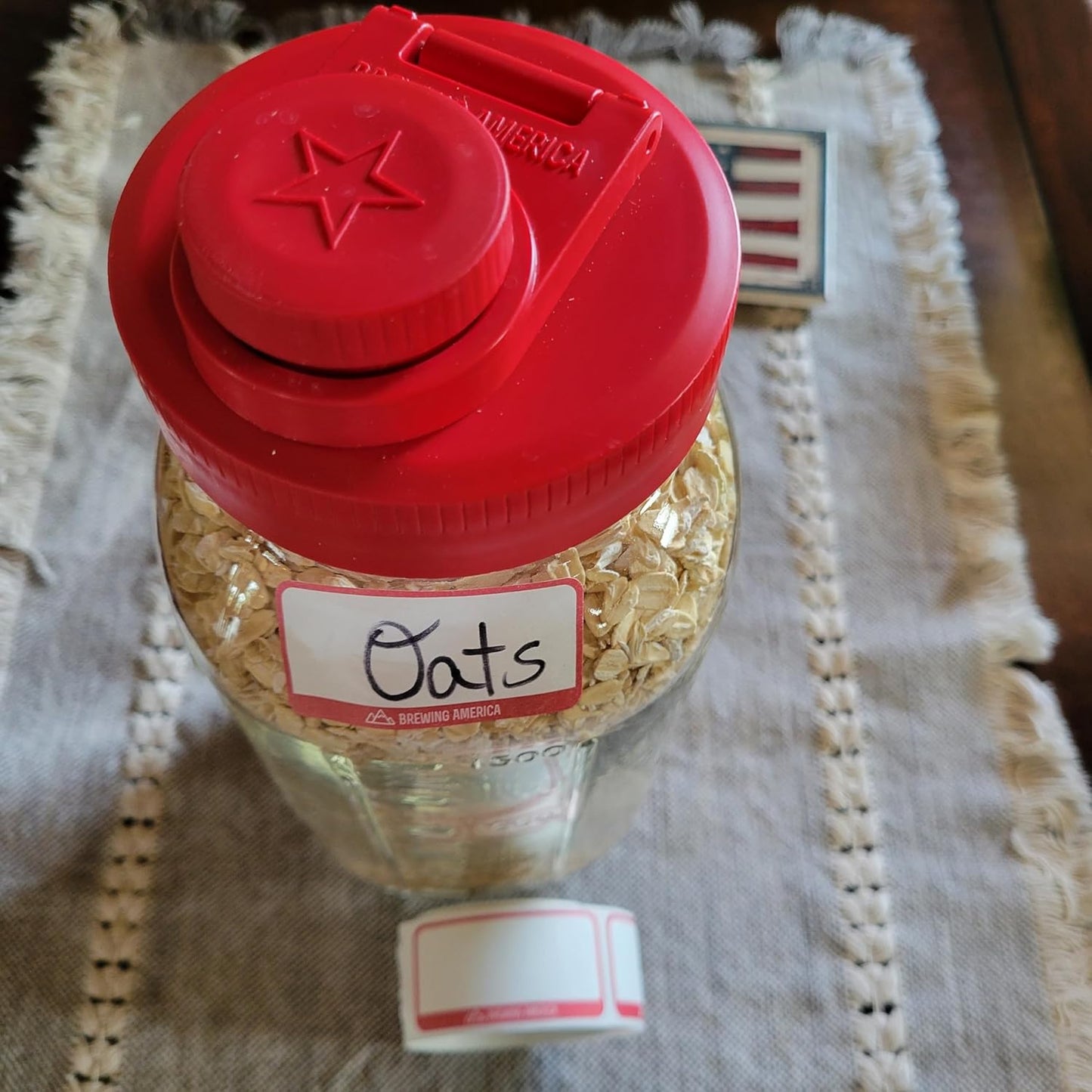 Dissolvable Food Labels for Food Containers - Made in USA - Great for Food Prep, Pantry, Canning, Freezer, Mason Jar Storage, Bottles and Rotation– No Scrubbing, No Residue - Old Glory Red