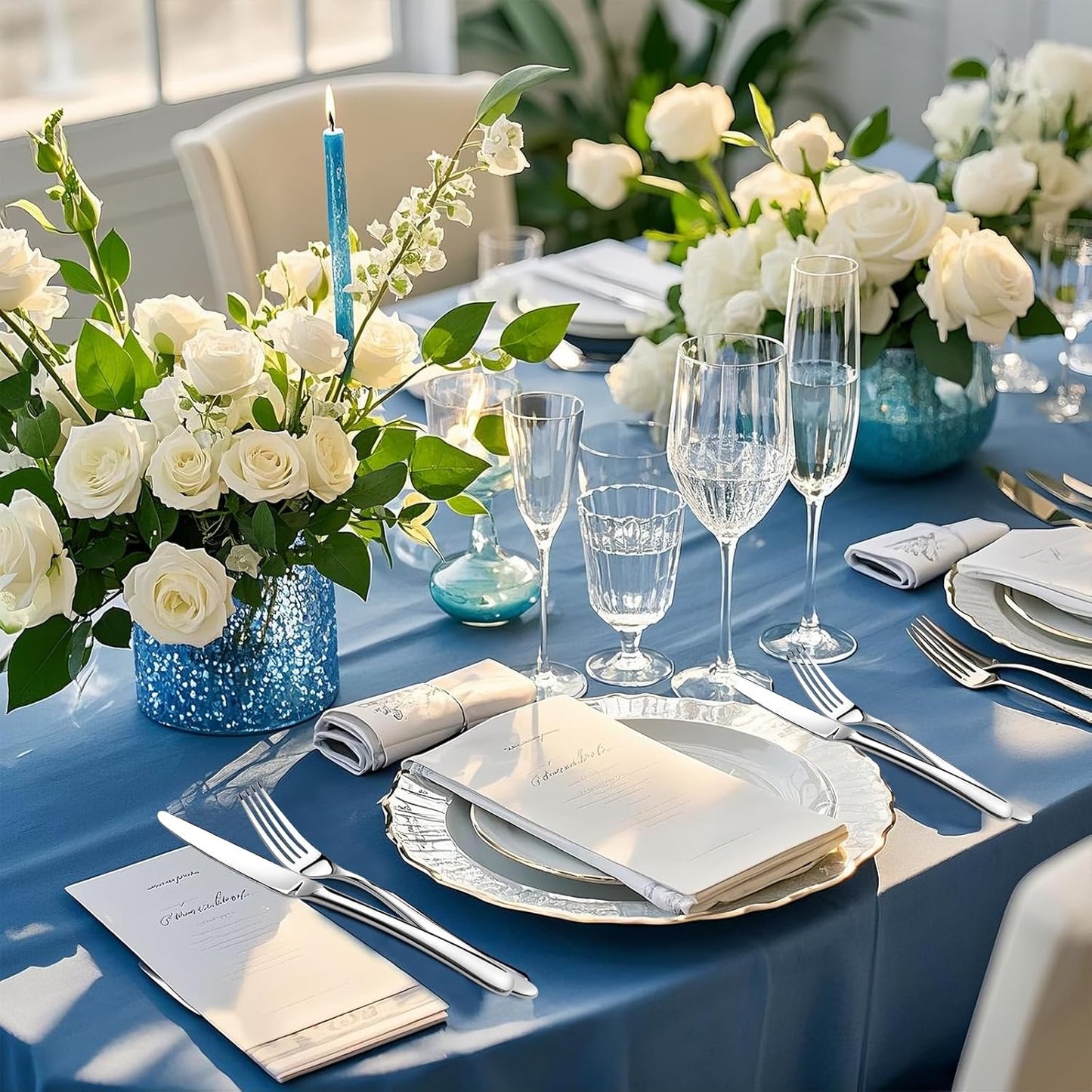 Heavy Duty Silverware Set for 8, 40 Piece Premium Stainless Steel Flatware Utensils Cutlery Set Including Steak Knife Fork and Spoon, Dishwasher Safe, Gift Package for Wedding Housewarming