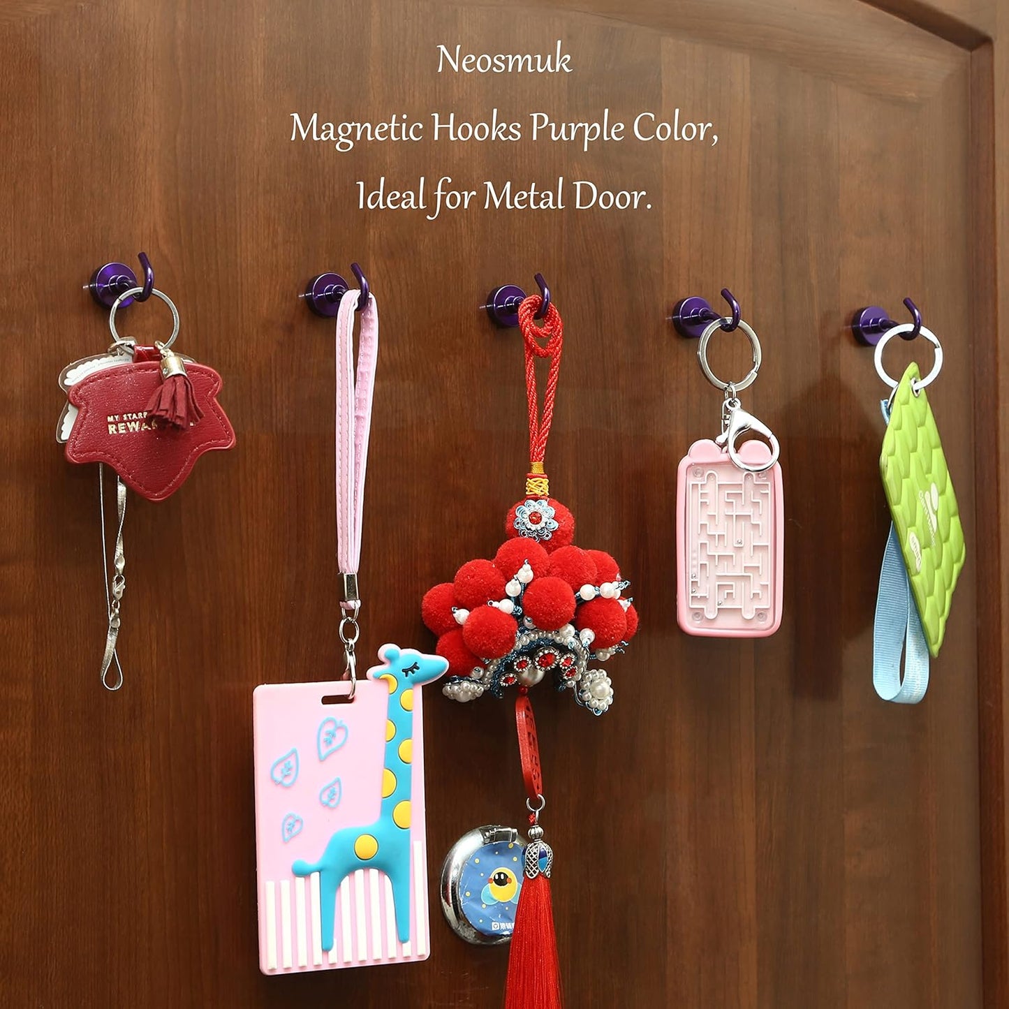 Neosmuk Magnetic Hooks, Cruise Ship Essentials, 30lb+ Heavy Duty Magnetic Hooks for Cruise Cabins, Refrigerator, Grill, Hanging, and Travel | Extra Strong Must-Haves Magnet Hook(Purple,Pack of 12)