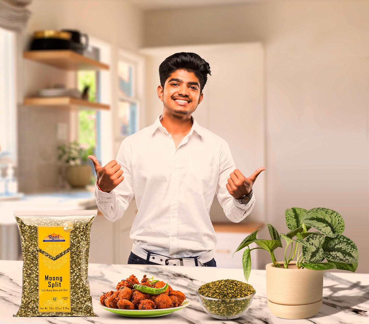 Rani Moong Split (Split Mung Beans with Skin) Lentils Indian 32oz (2lbs) 908g ~ All Natural | Gluten Friendly | Non-GMO | Kosher | Vegan | Indian Origin