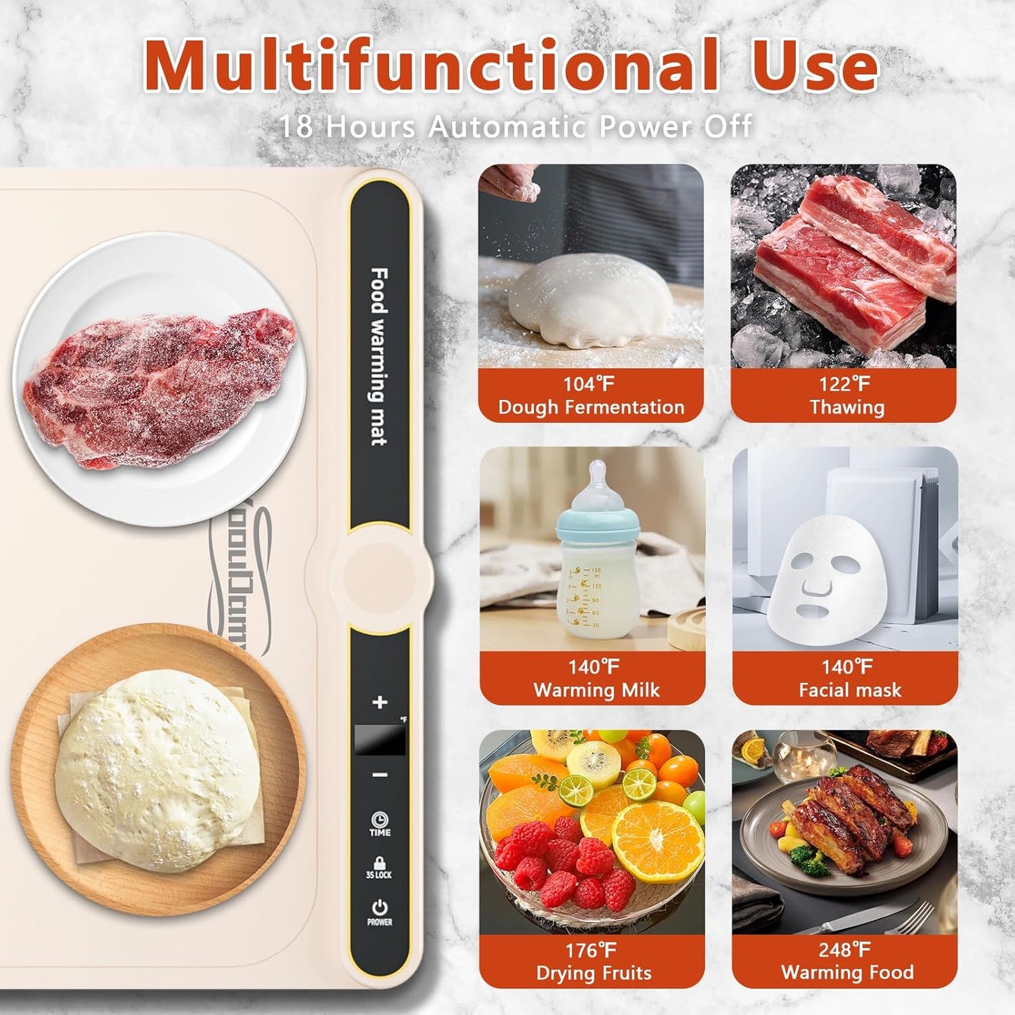 Warming Mat for Food - Electric Warming Tray with 9 Temperature Settings and 6 Hours Timer Food Warming Mat with Full Surface Heating for Buffets Party Gatherings(Beige)