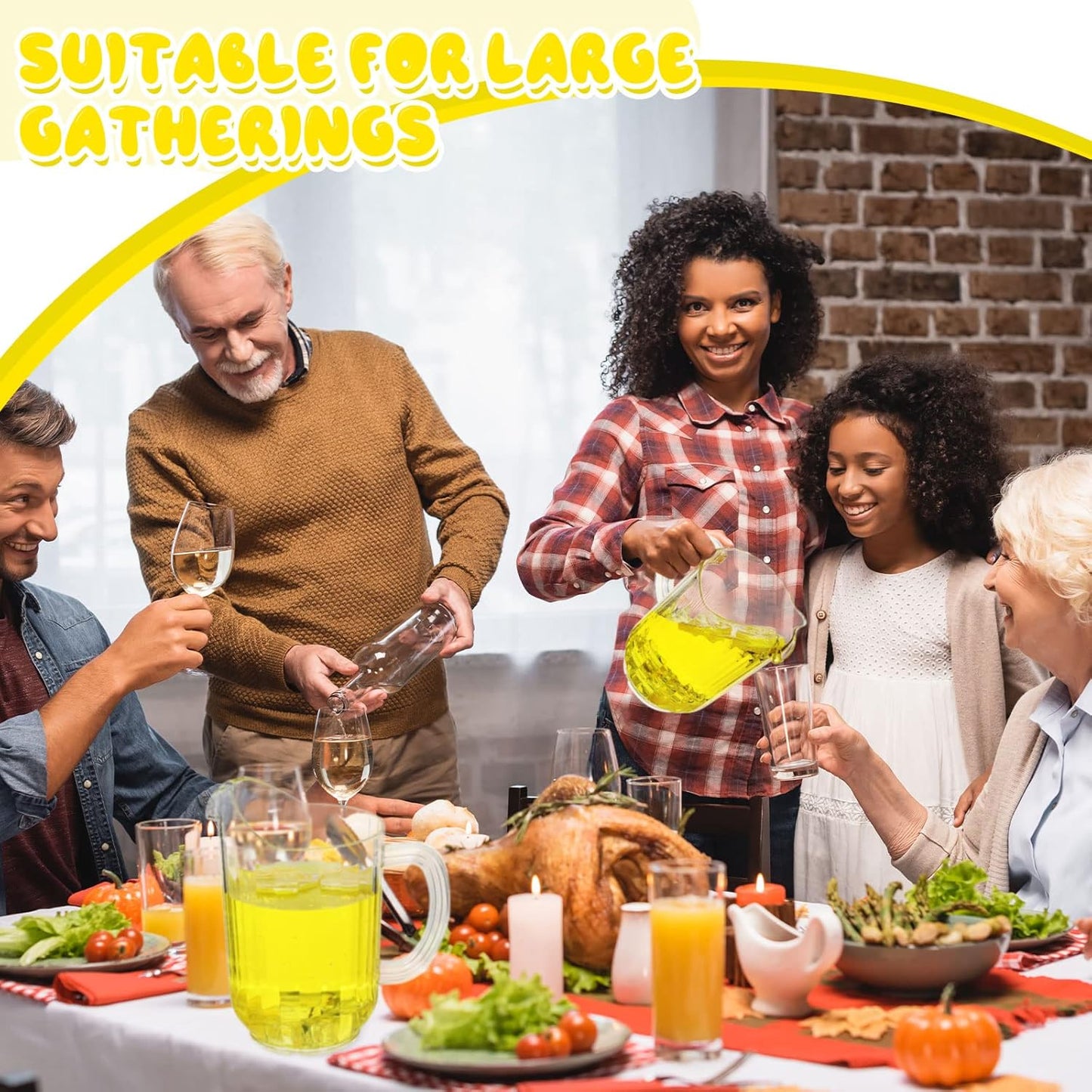 Tessco for you Plastic Pitchers 60 Ounce Clear Restaurant Jug Large Water Pitcher Carafe Serve Milk Tea Juice Drink for Parties Container Dispenser Beer Jar(3 Pcs)